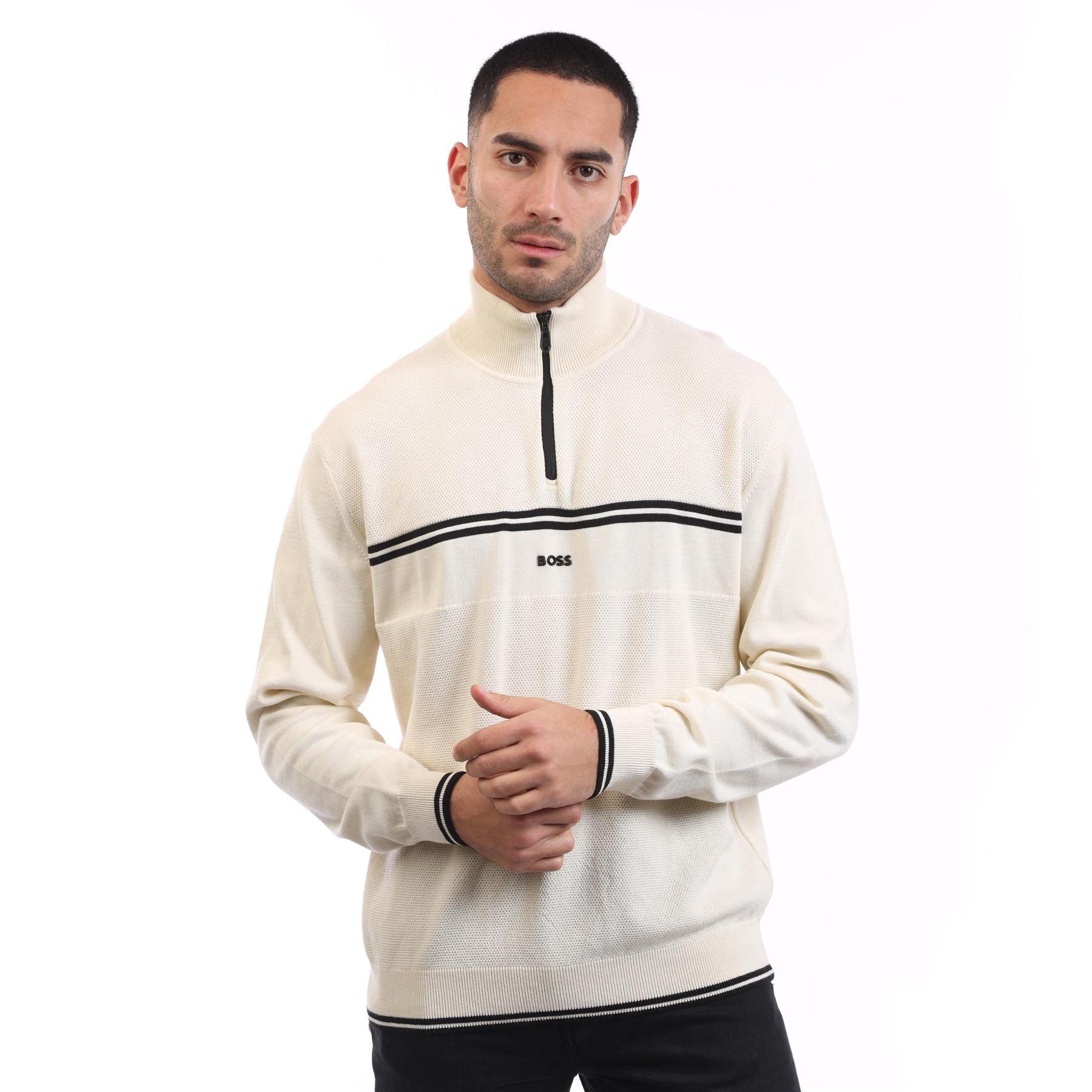 Boss K Zone Quarter-Zip Sweater - White - L