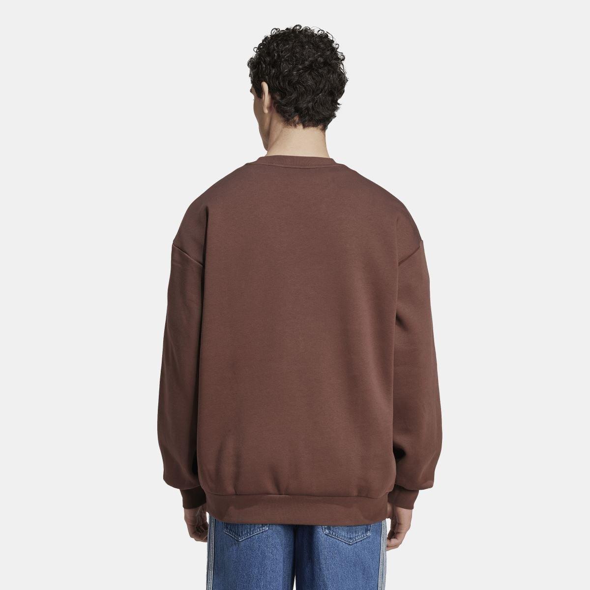Brown - adidas Originals - Adicolor Oversized Crewneck Sweatshirt - 3