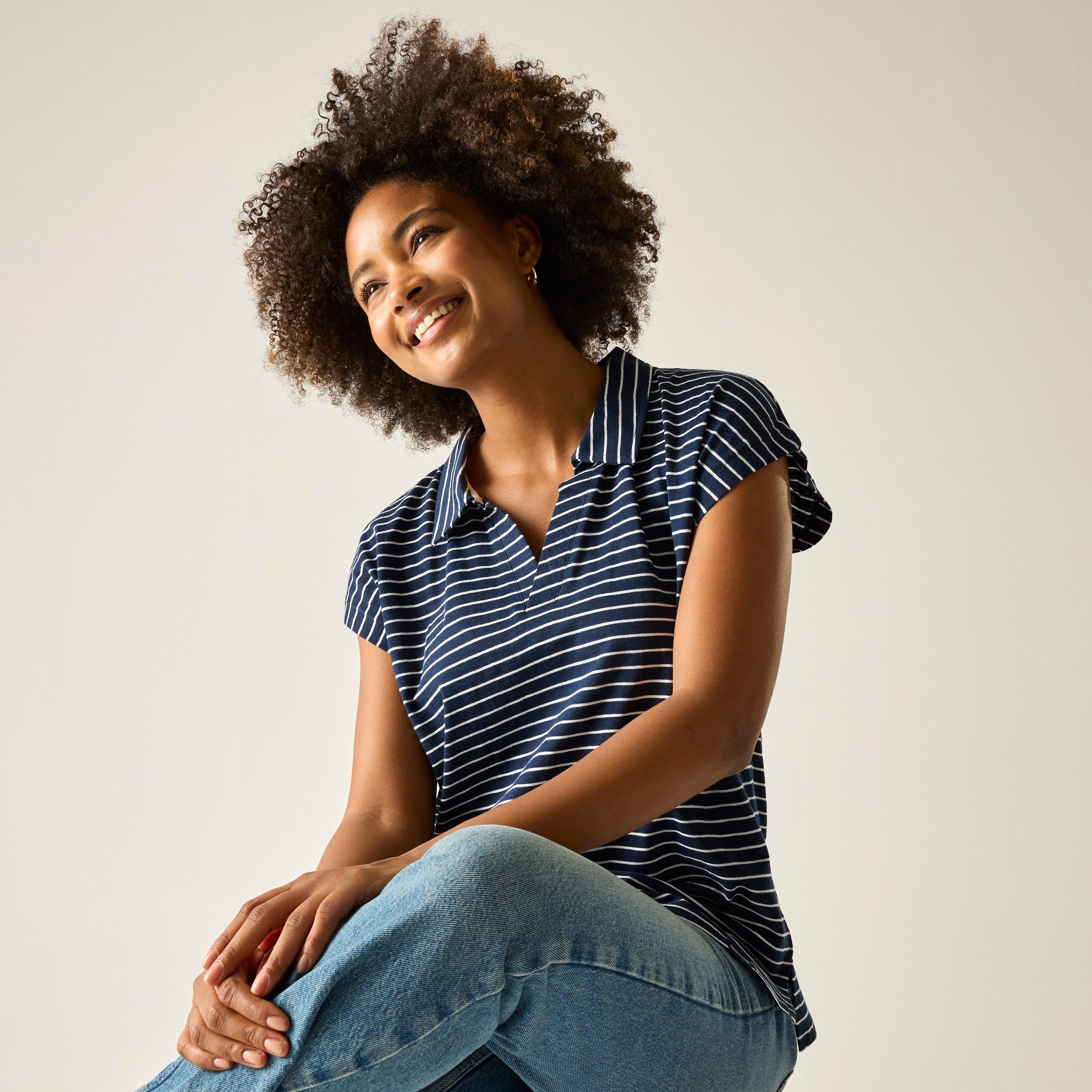 Nvy/Whtstrip - Regatta - Womens Lorana Breathable T-Shirt - 6