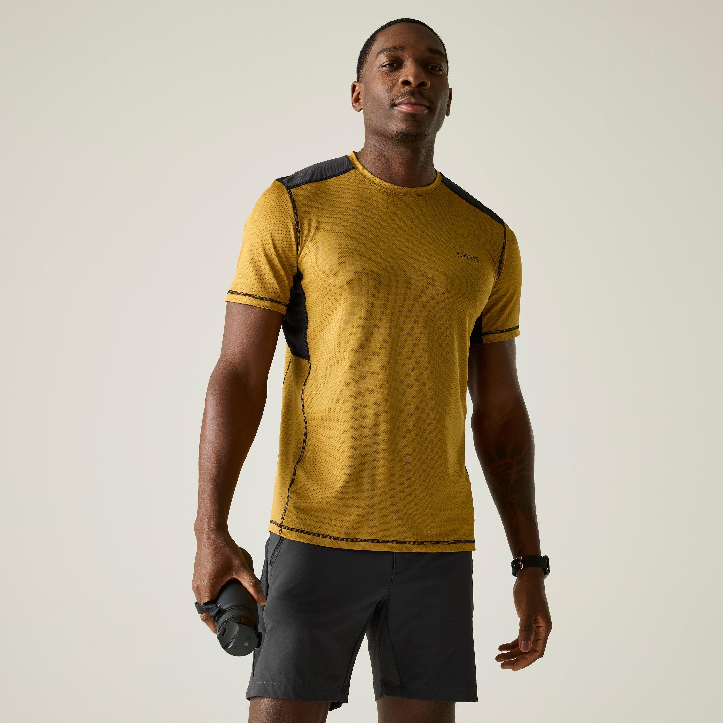Regatta Men's Mustard Virda Short Sleeved Active Mesh T-Shirt In | Size: 3XL - Image 4