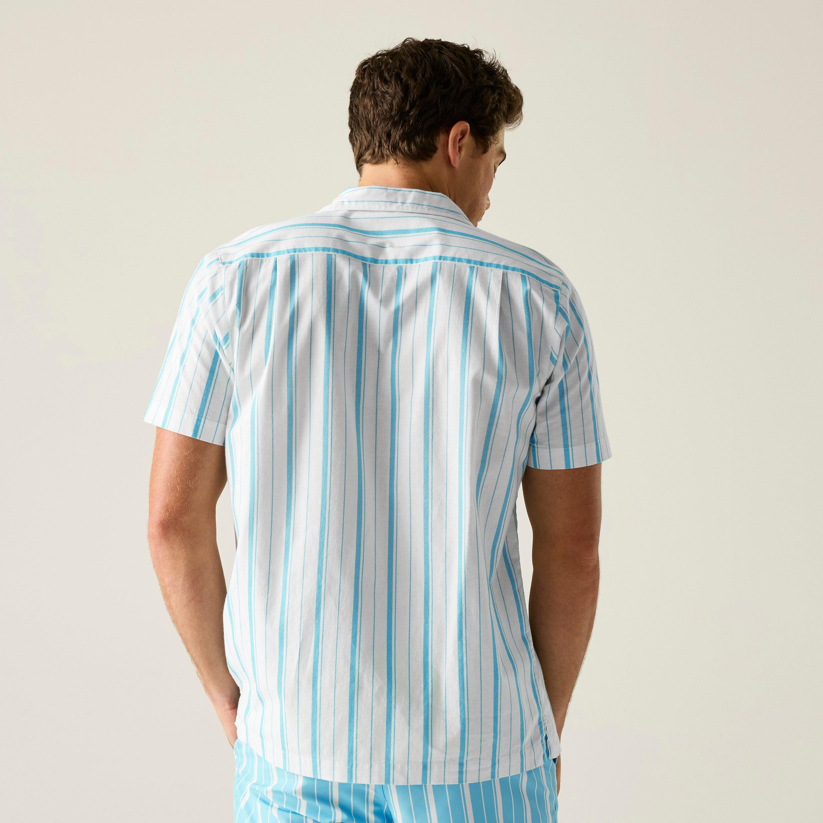 Wht/Nrdcstrp - Regatta - Mens Hadlin Lightweight Shirt - 2