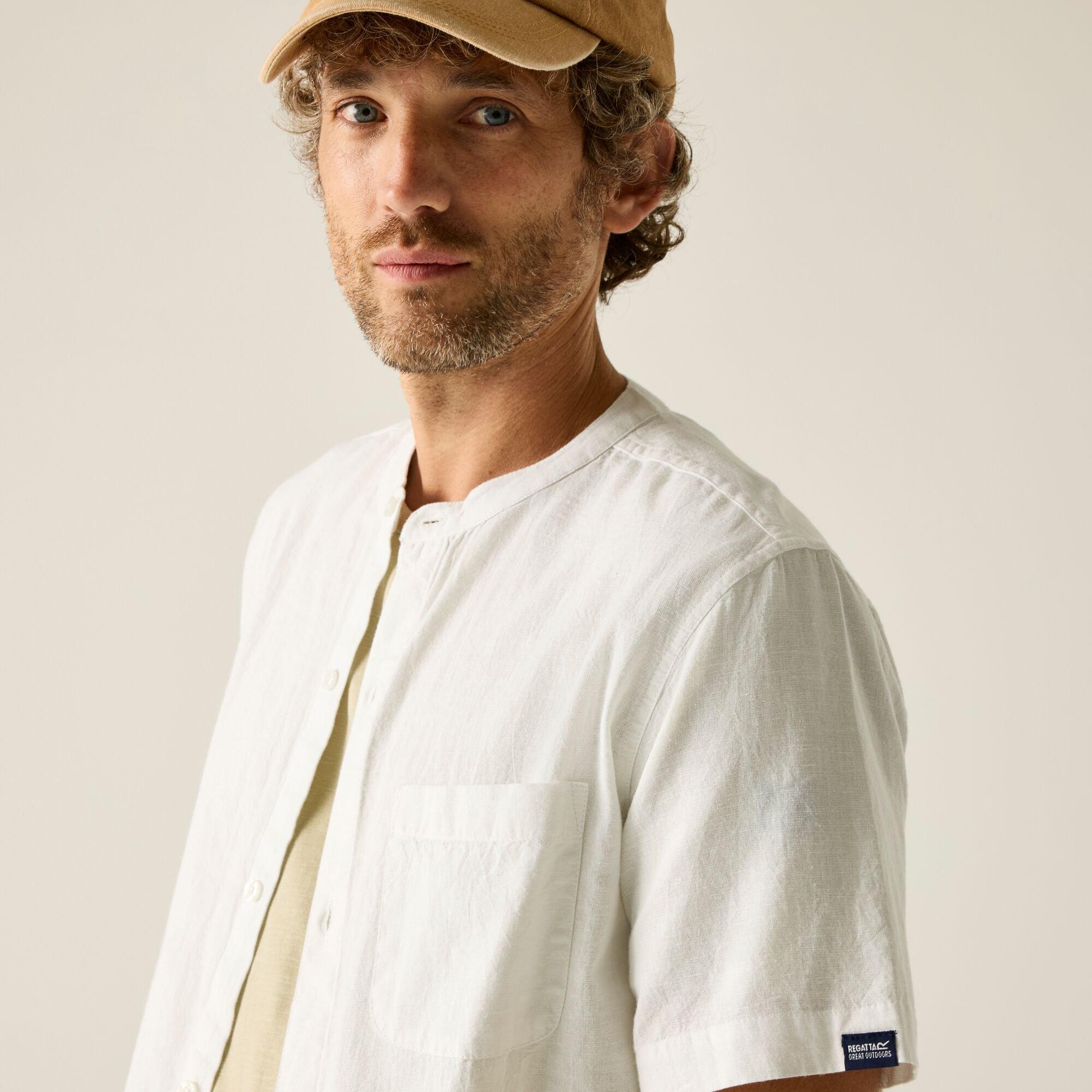 White - Regatta - Mens Lovrey Soft Linen Shirt - 5