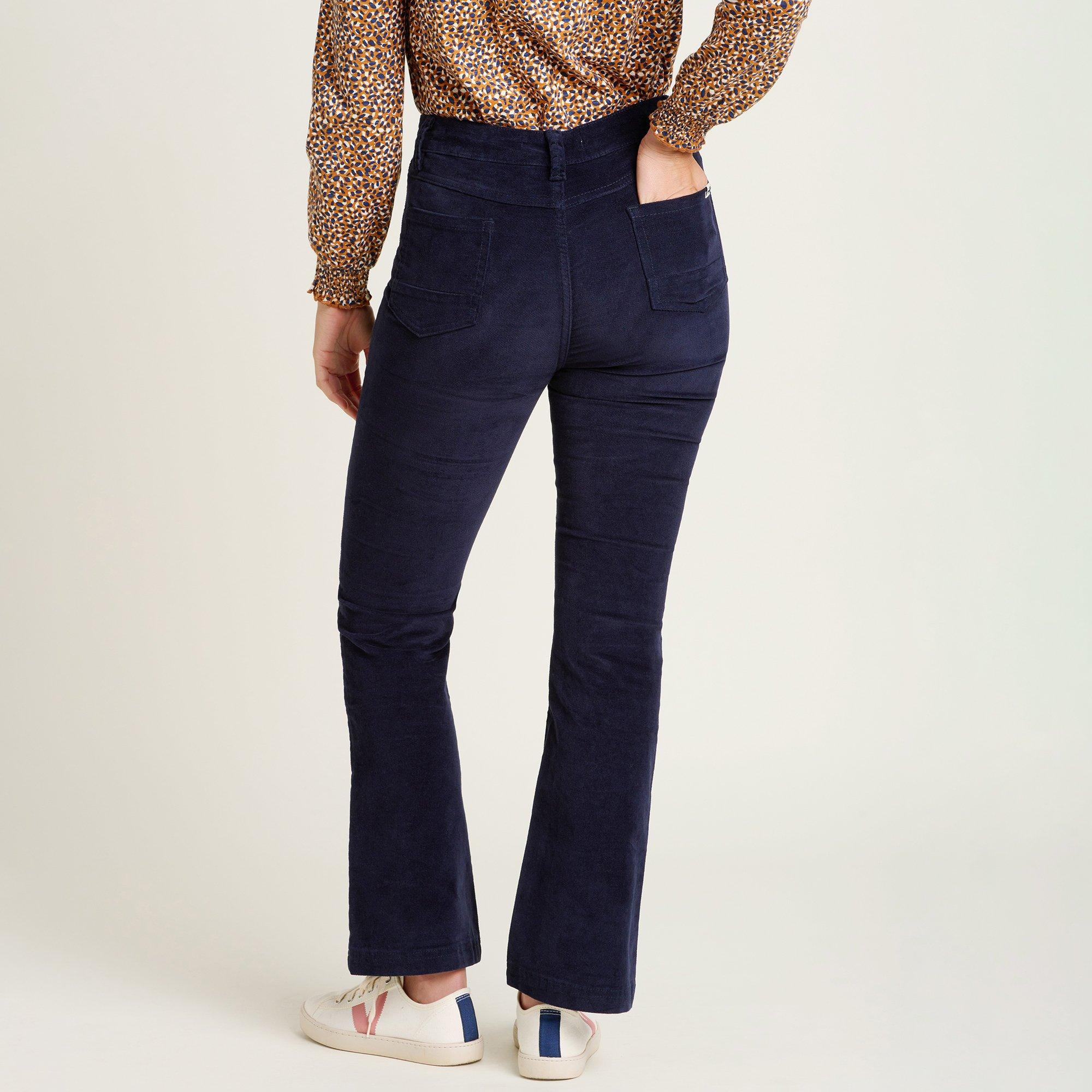 Navy - Brakeburn - Women's Cord Flared Trousers - 2