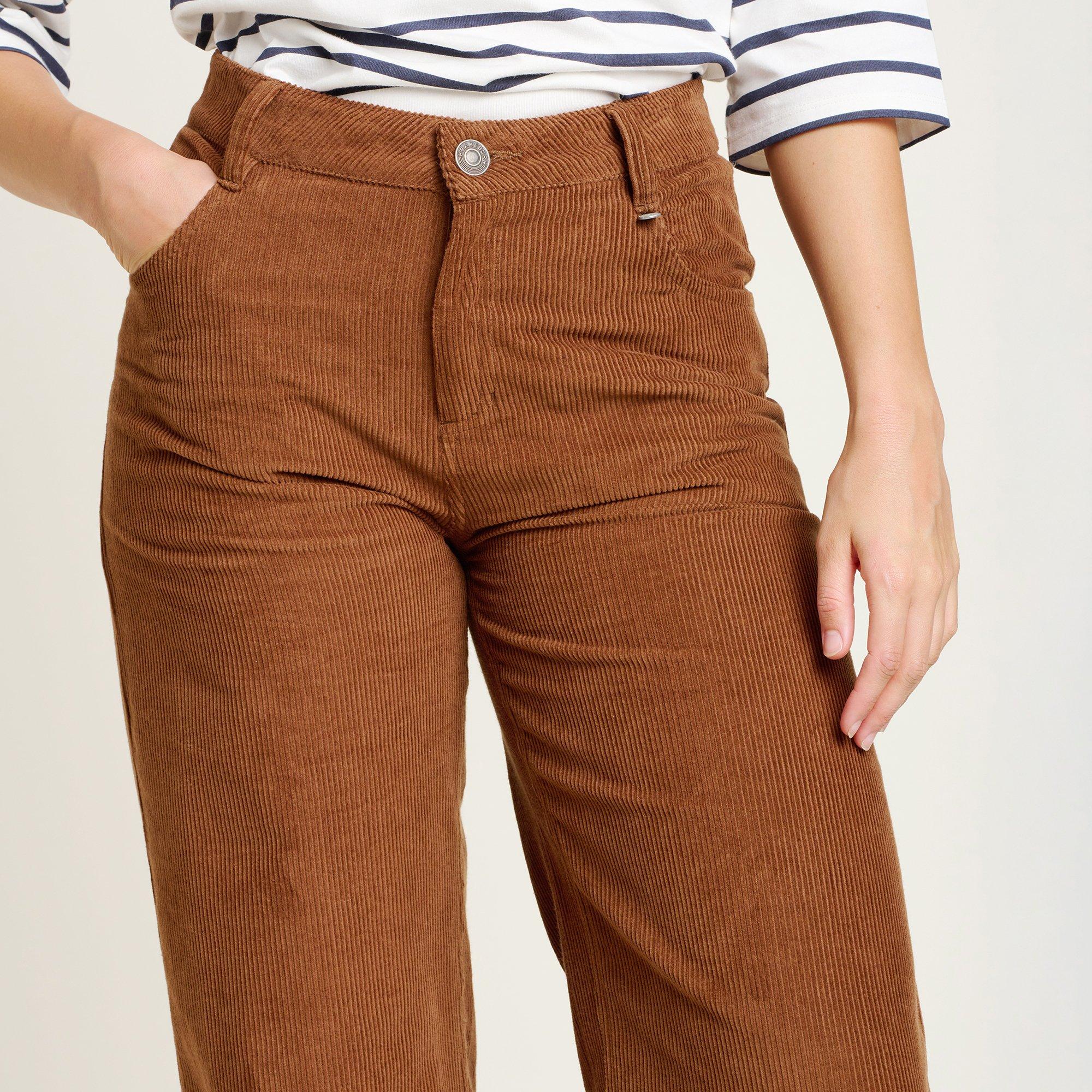 Brown - Brakeburn - Women's Wide Leg Corduroy Trousers - 3