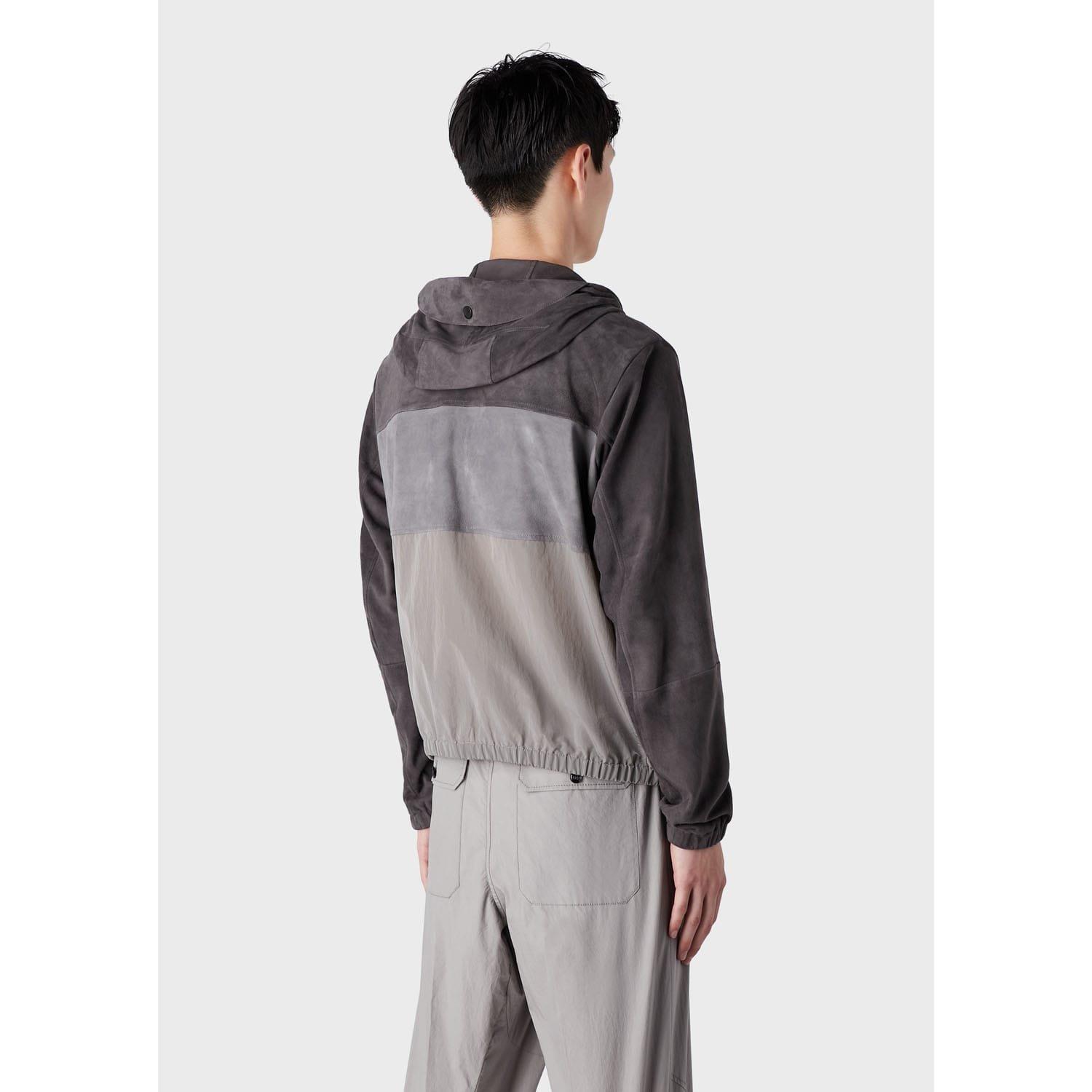 Multi Colour - Emporio Armani - Suede Colourblock Hooded Jacket - 2