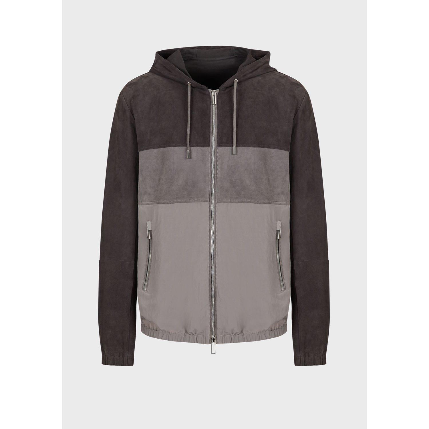Multi Colour - Emporio Armani - Suede Colourblock Hooded Jacket - 3