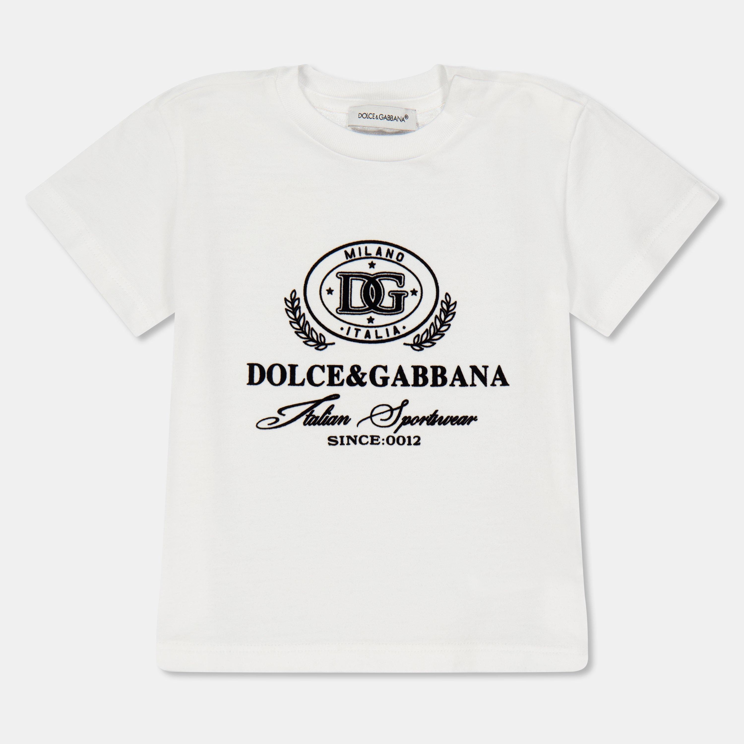 White S9000 - Dolce and Gabbana - Unisex Kids' DG Logo Regular Fit T-Shirt - 1
