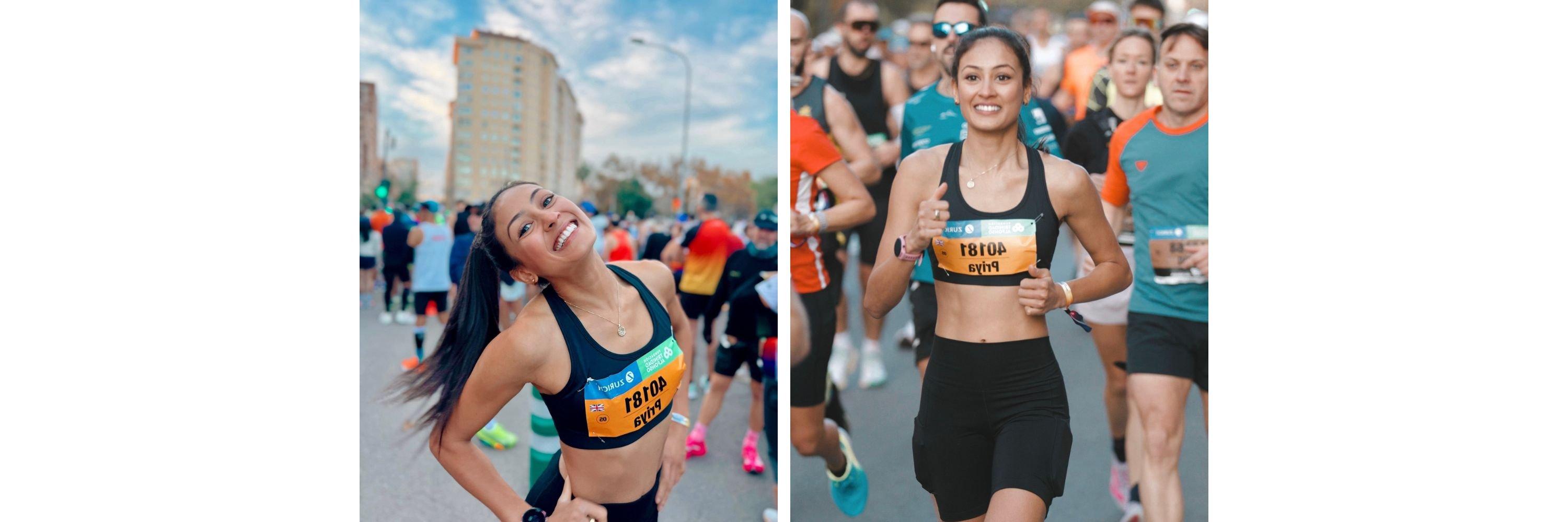 Priya Gopaldas running in a marathon 