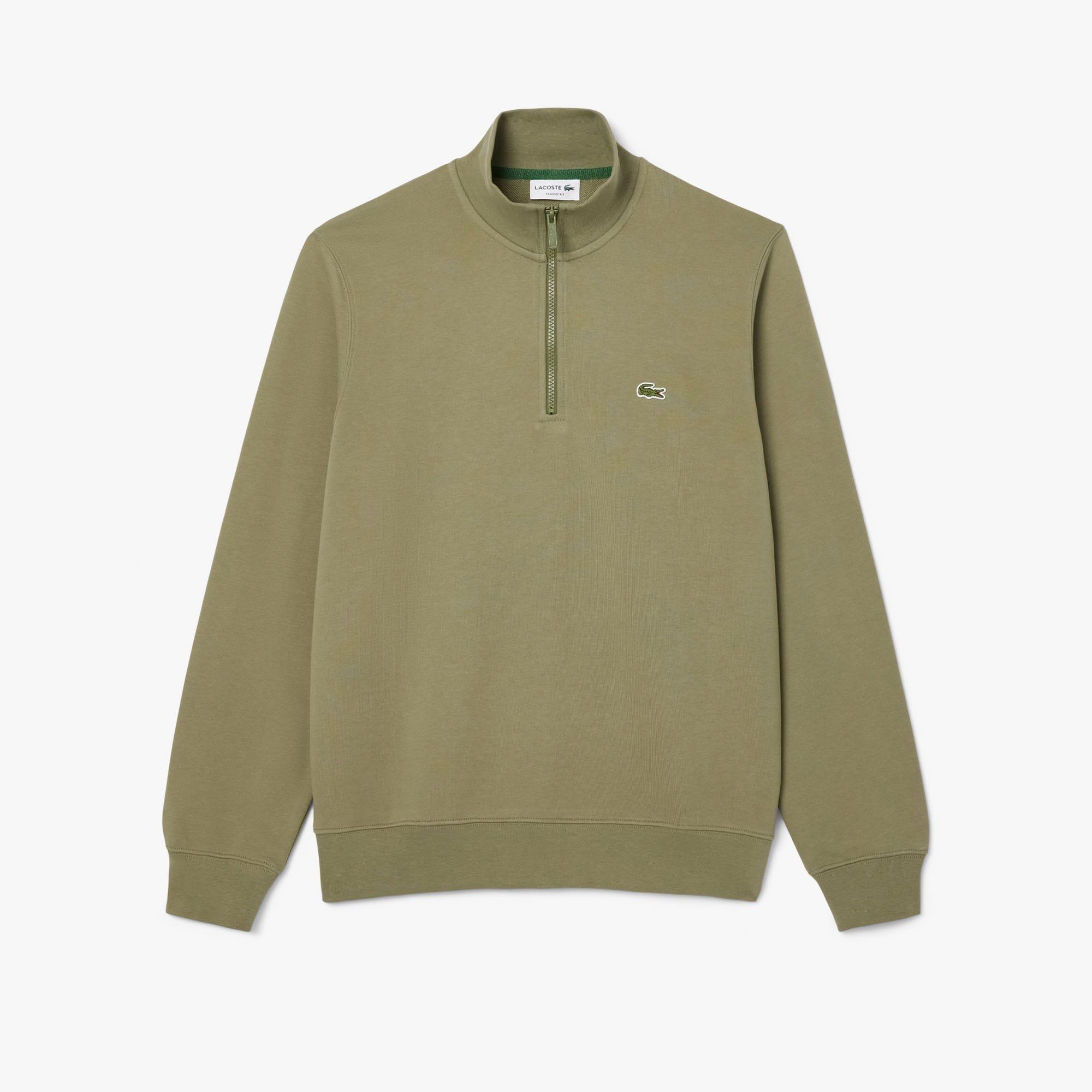 Green - Lacoste - High Neck Zipped Fleece Sweatshirt - 1
