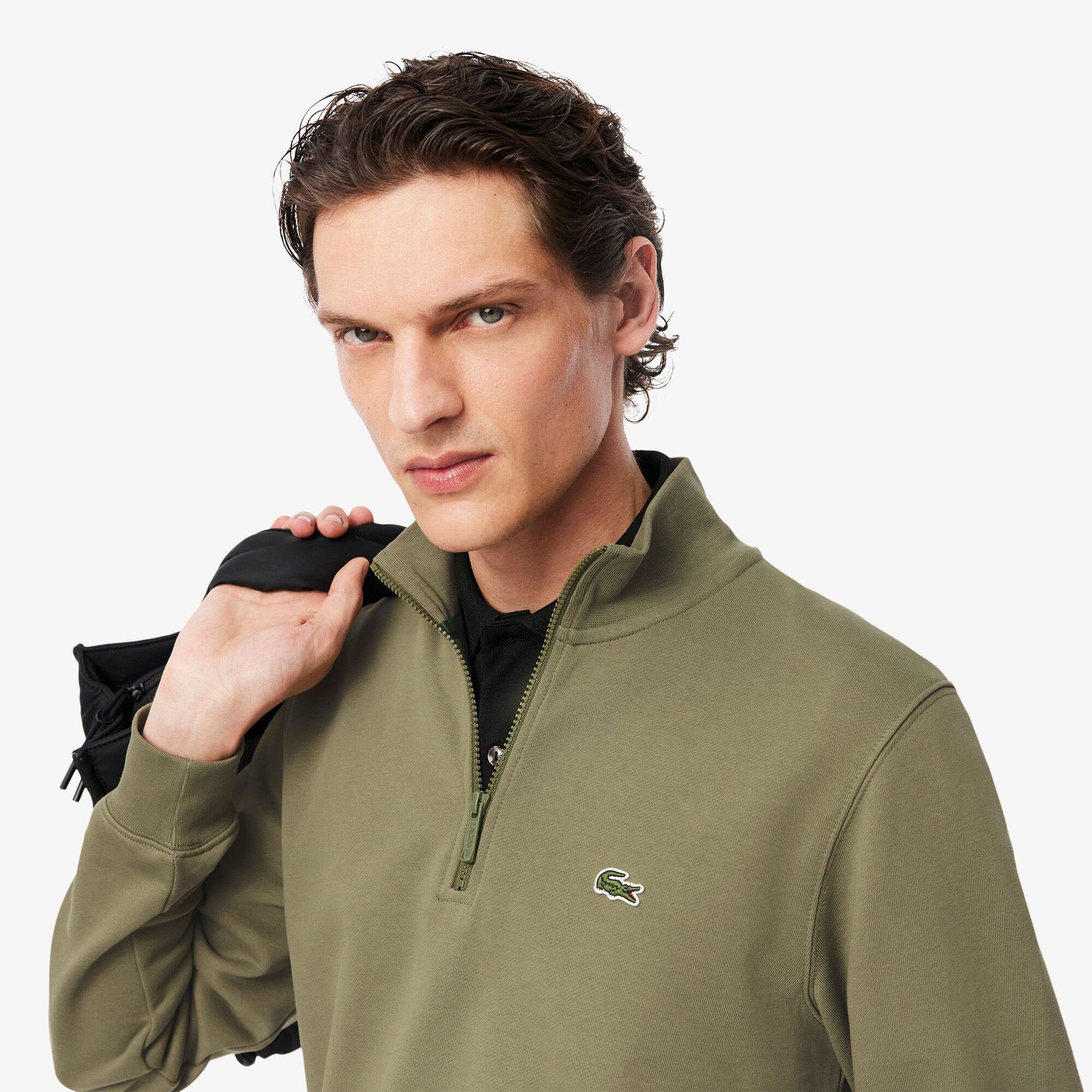 Green - Lacoste - High Neck Zipped Fleece Sweatshirt - 5