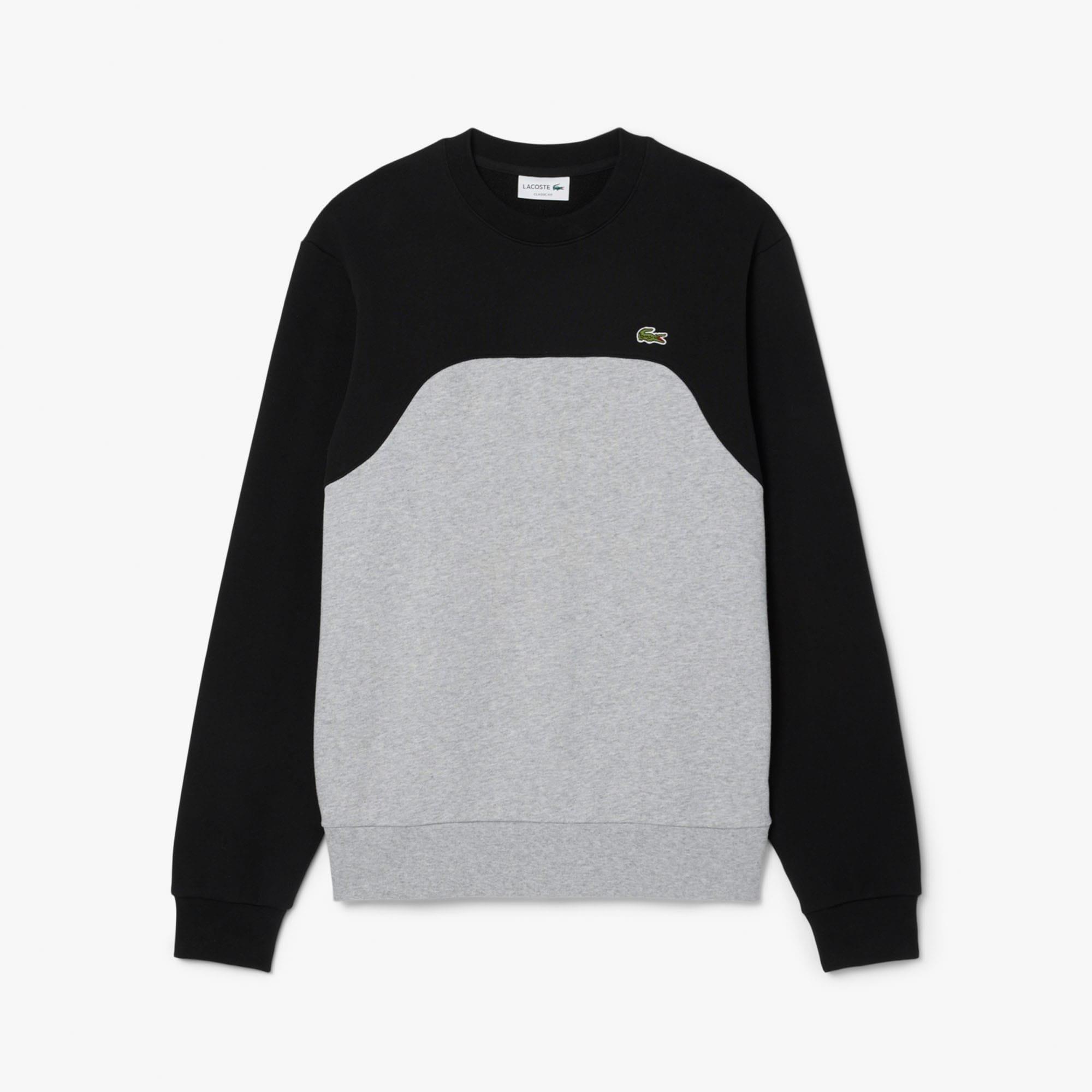 Grey - Lacoste - Colour Block Cotton Fleece Sweatshirt - 1