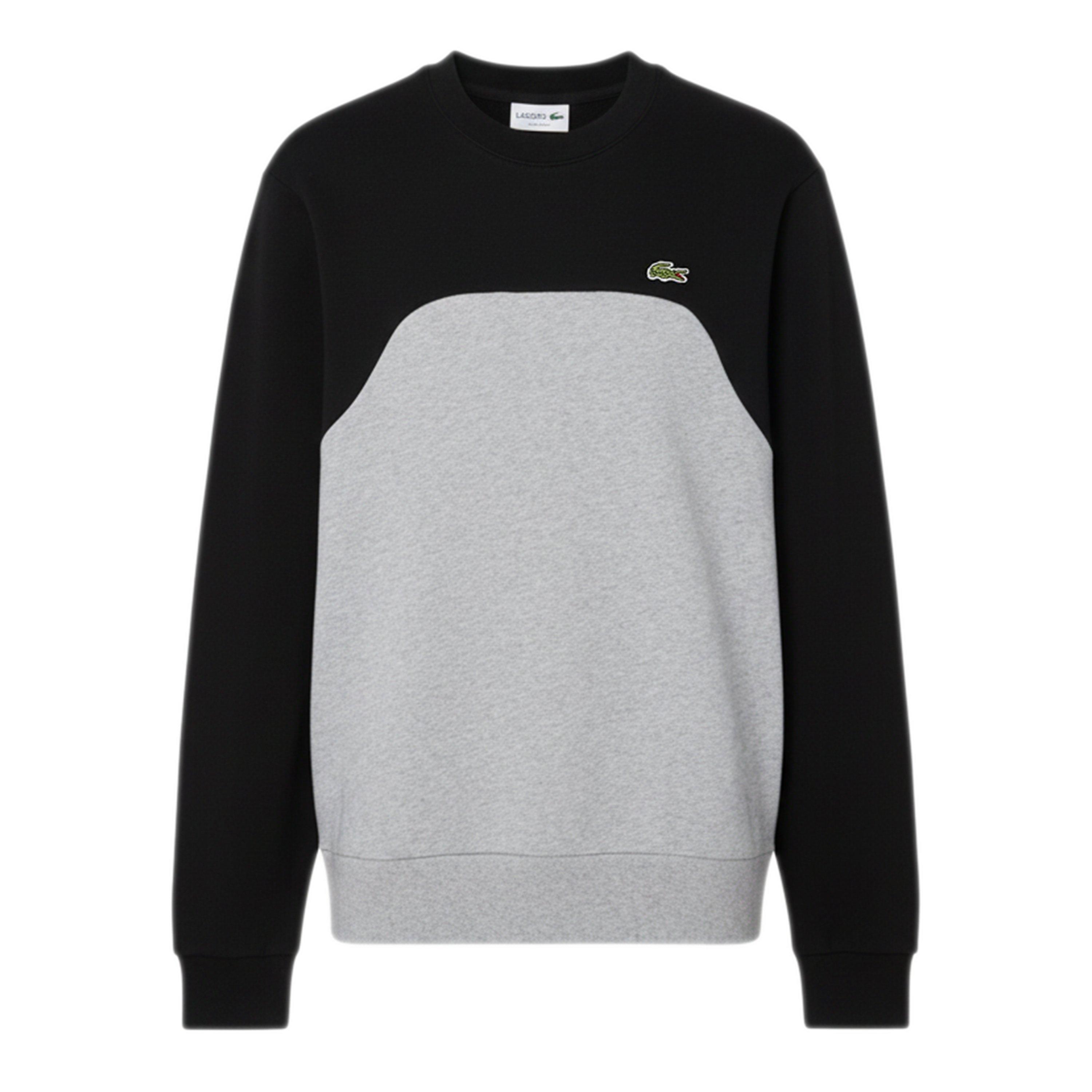 Grey - Lacoste - Colour Block Cotton Fleece Sweatshirt - 1