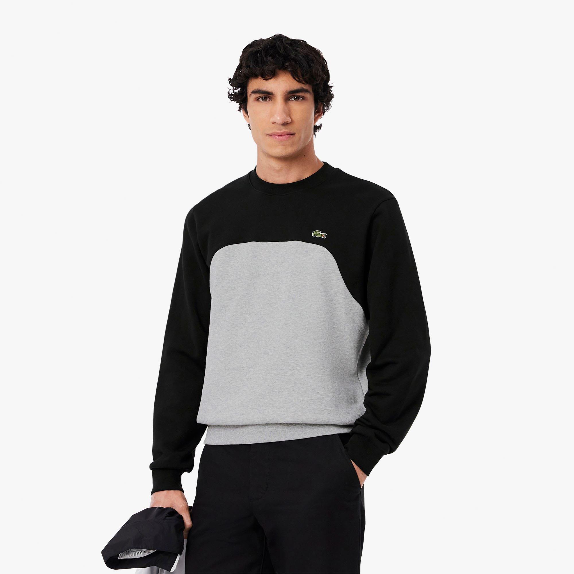 Grey - Lacoste - Colour Block Cotton Fleece Sweatshirt - 2