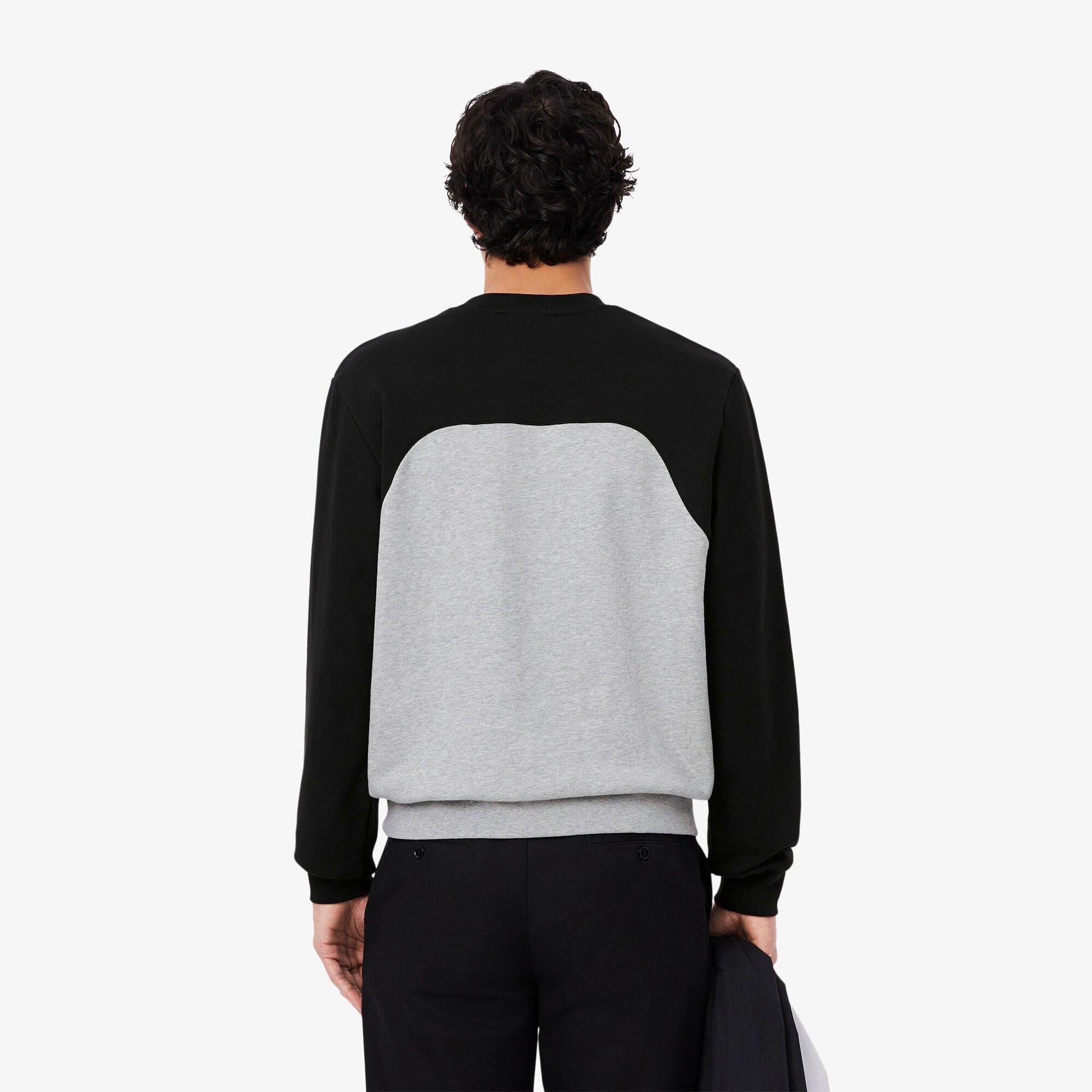 Grey - Lacoste - Colour Block Cotton Fleece Sweatshirt - 3