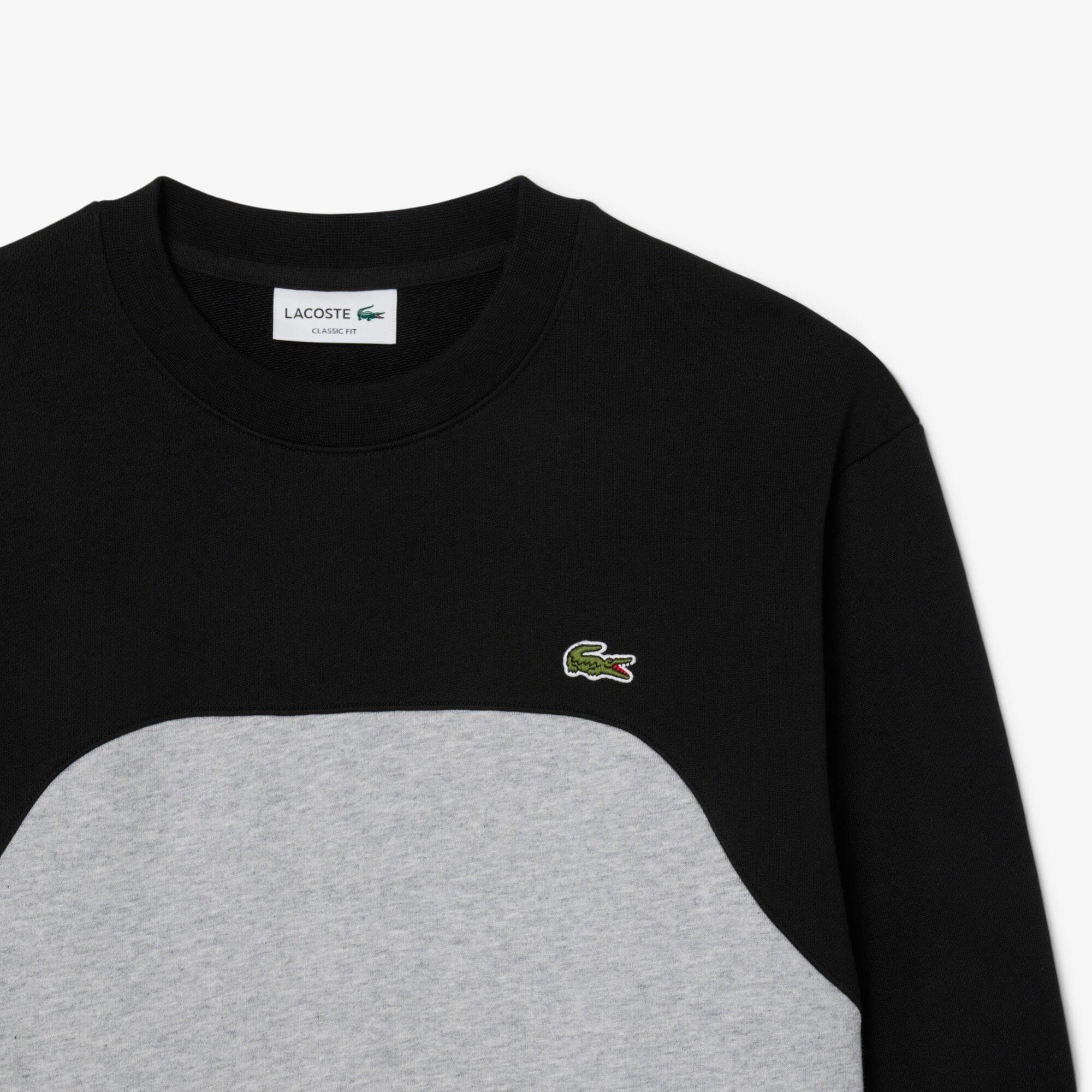 Grey - Lacoste - Colour Block Cotton Fleece Sweatshirt - 6