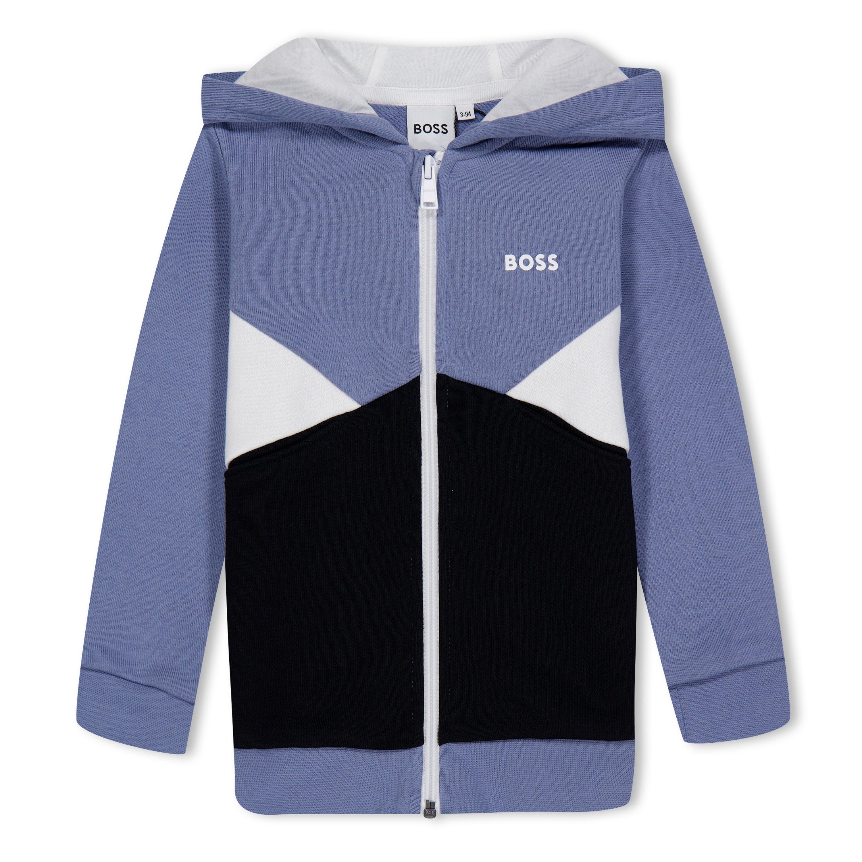 Boss Kids' Colourblock Full Zip Hoodie - Med Grey 049