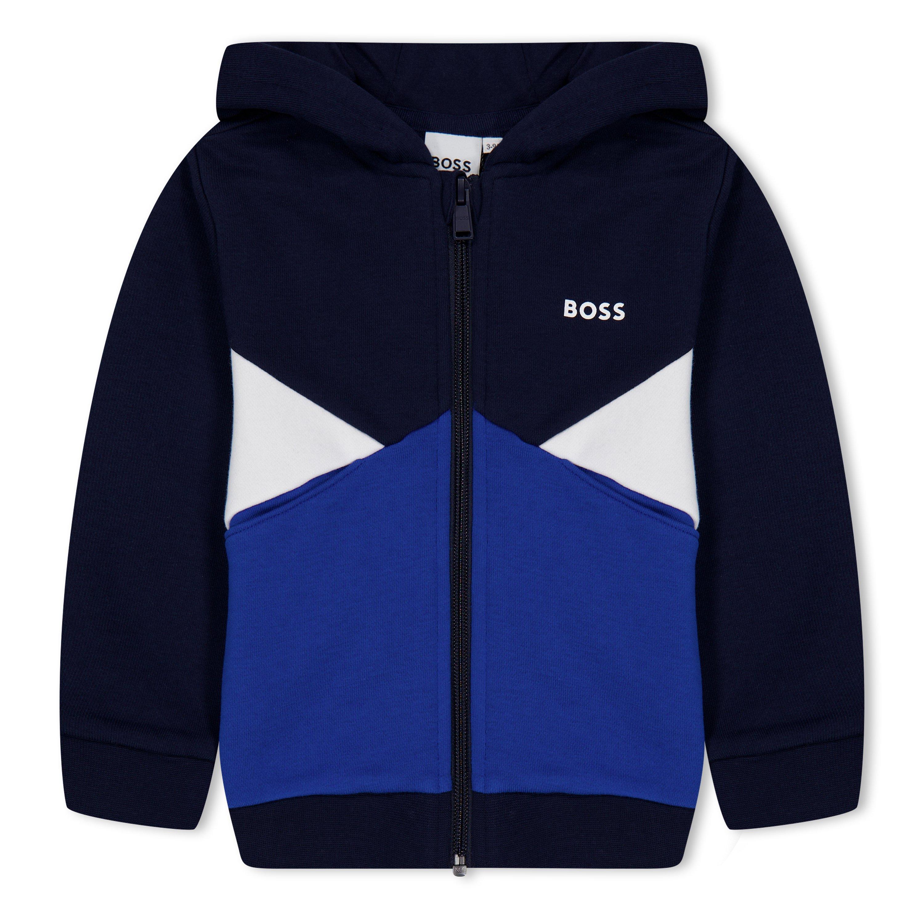 Boss Kids' Colourblock Full Zip Hoodie - Navy 849