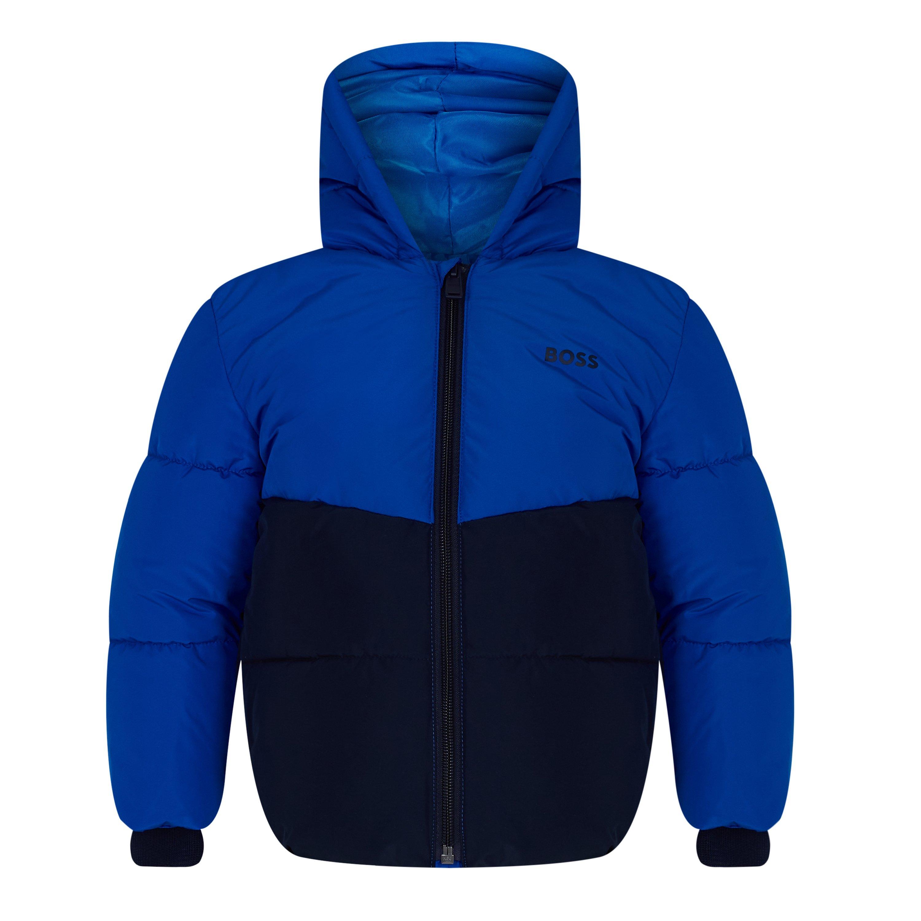 Boss Kids' Insulated Hooded Short Puffer Jacket - Cobalt 87A