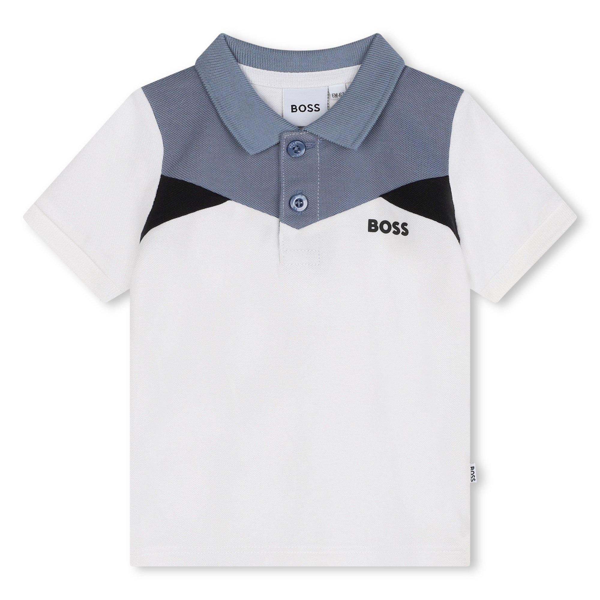 White 10P - Boss - Kids' Block Short Sleeve Polo Shirt - 1