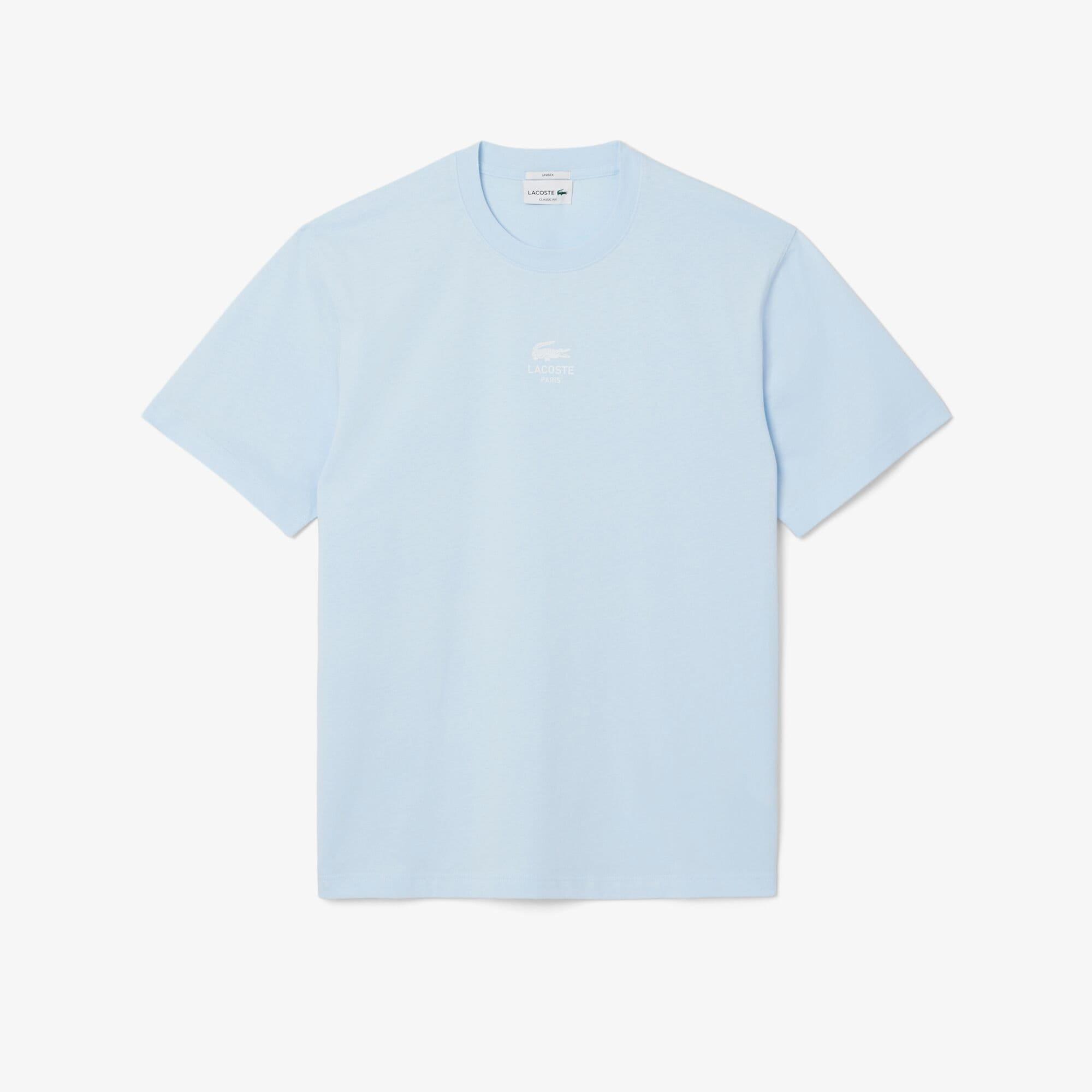 Blue - Lacoste - Signature Print Cotton T-Shirt - 1