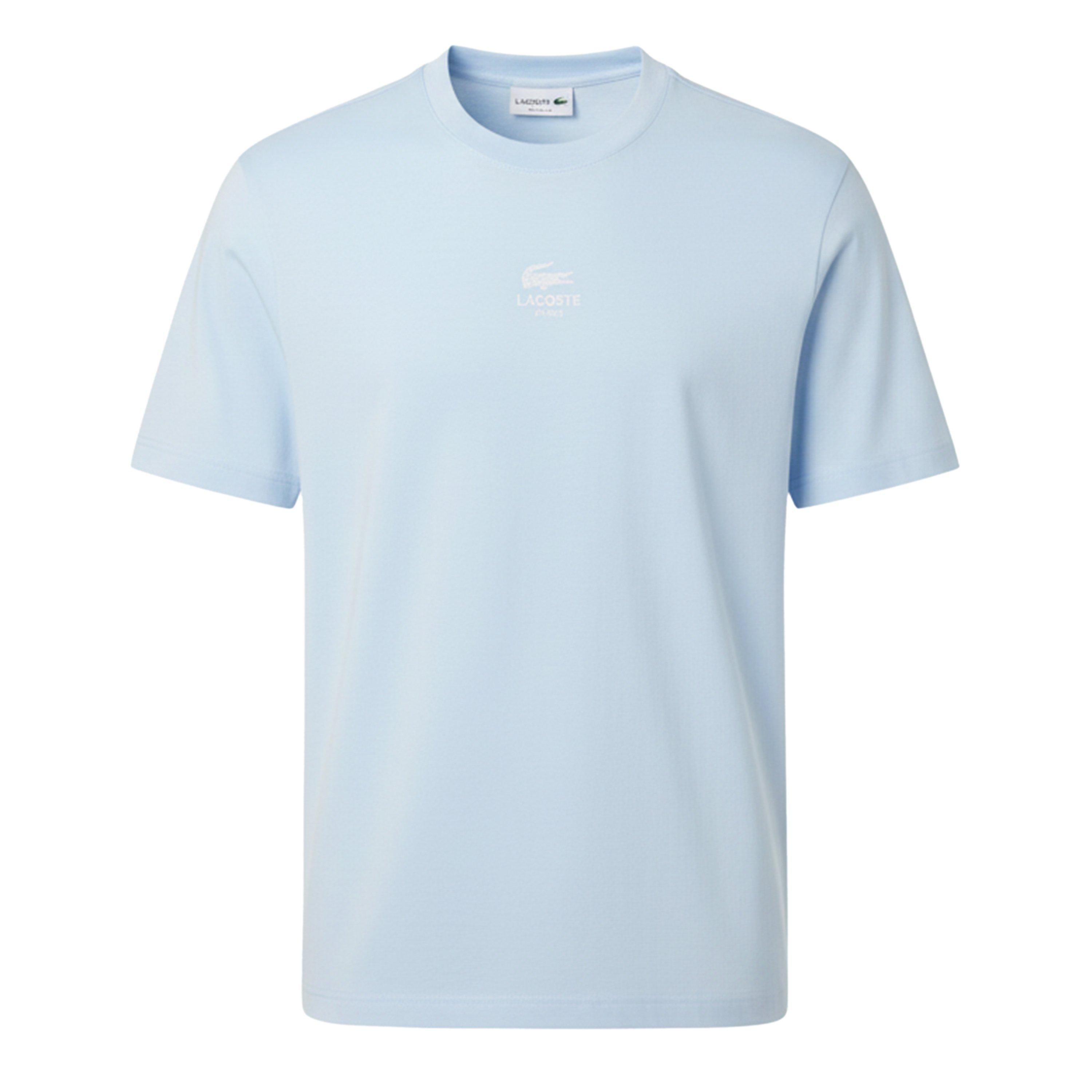 Blue - Lacoste - Signature Print Cotton T-Shirt - 1