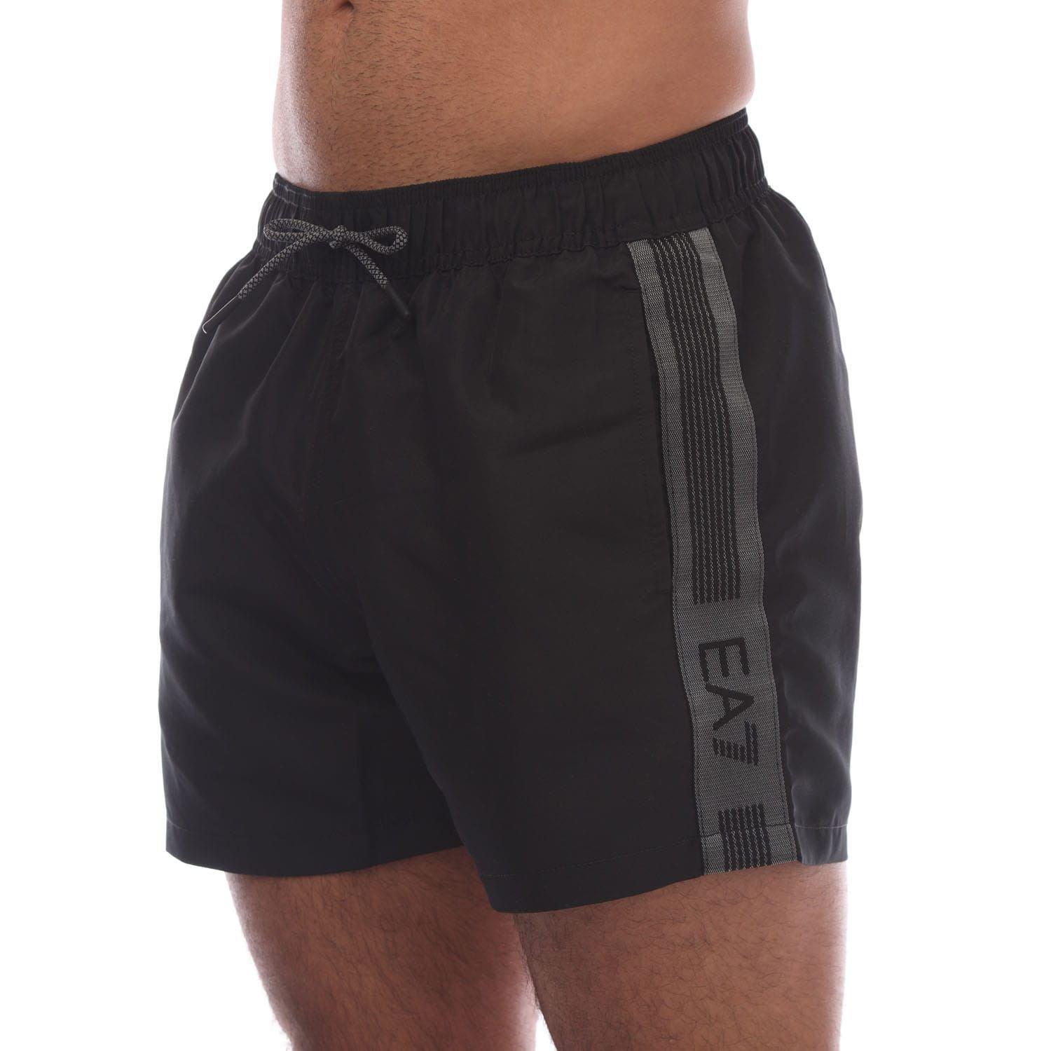Black - EA7 - Logo Tape Swim Shorts - 1