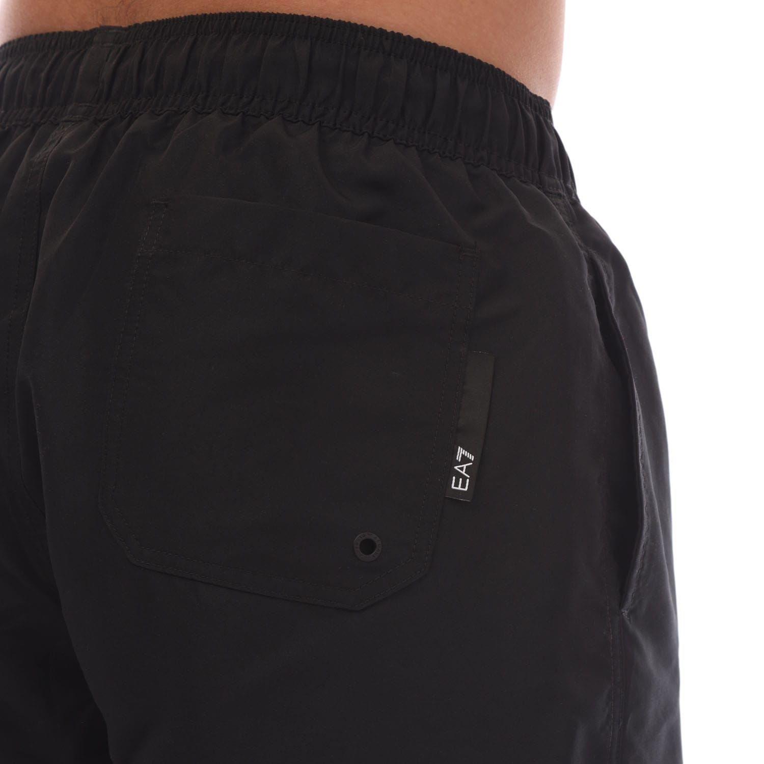 Black - EA7 - Logo Tape Swim Shorts - 4