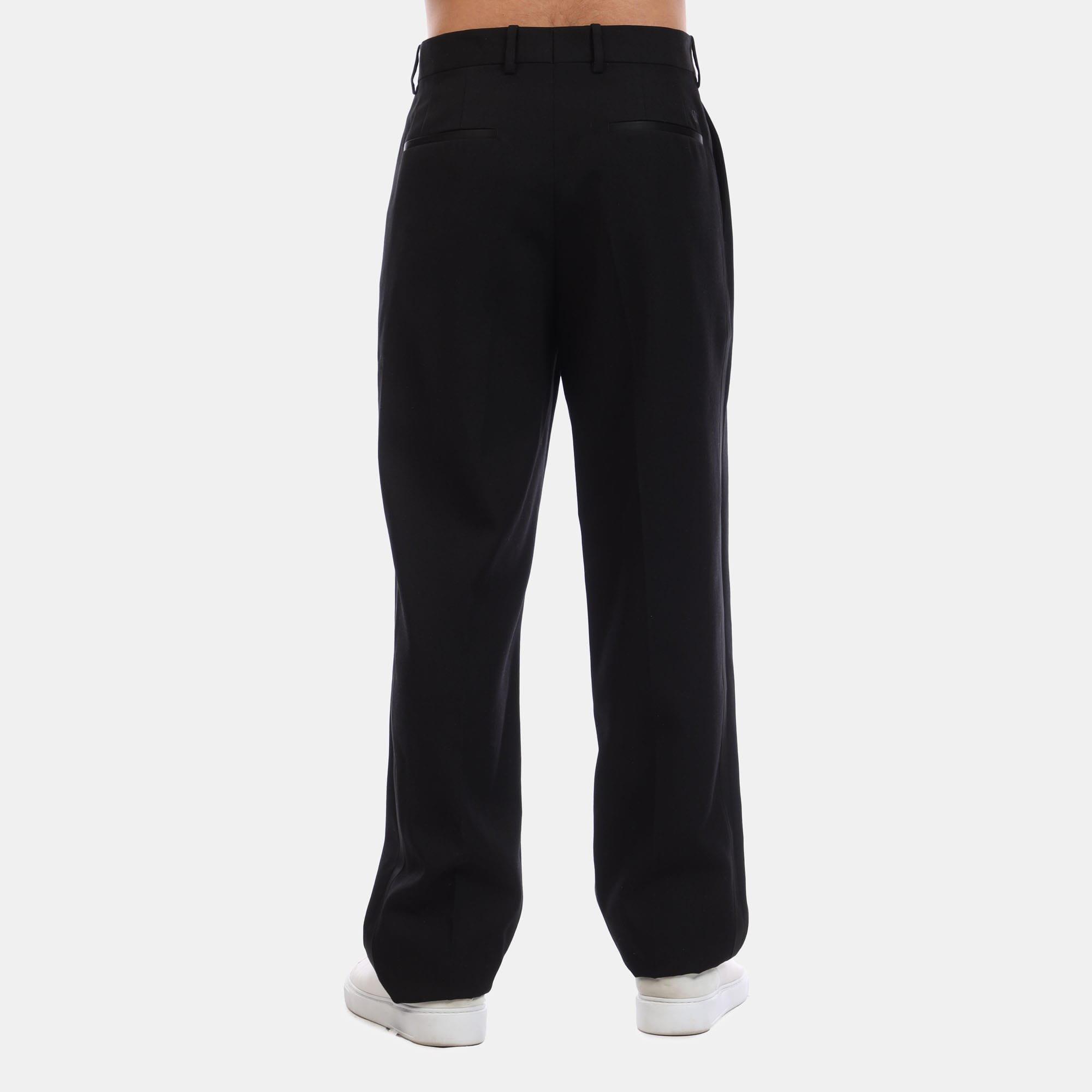 Black - Off White - Embroidered Tailor Pants - 2