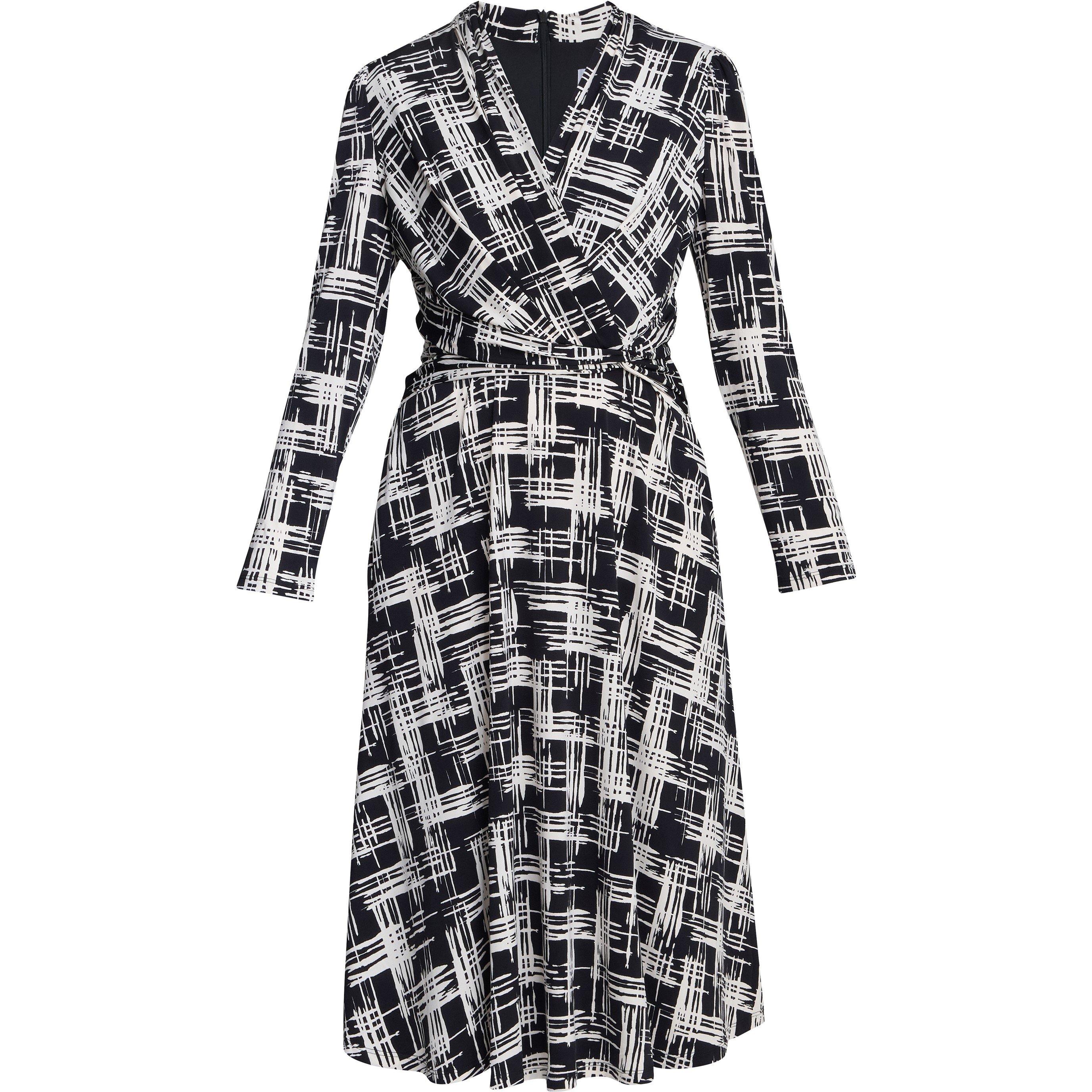 Black / Cream - Gina Bacconi - Becca Wrap Midi Dress - 1