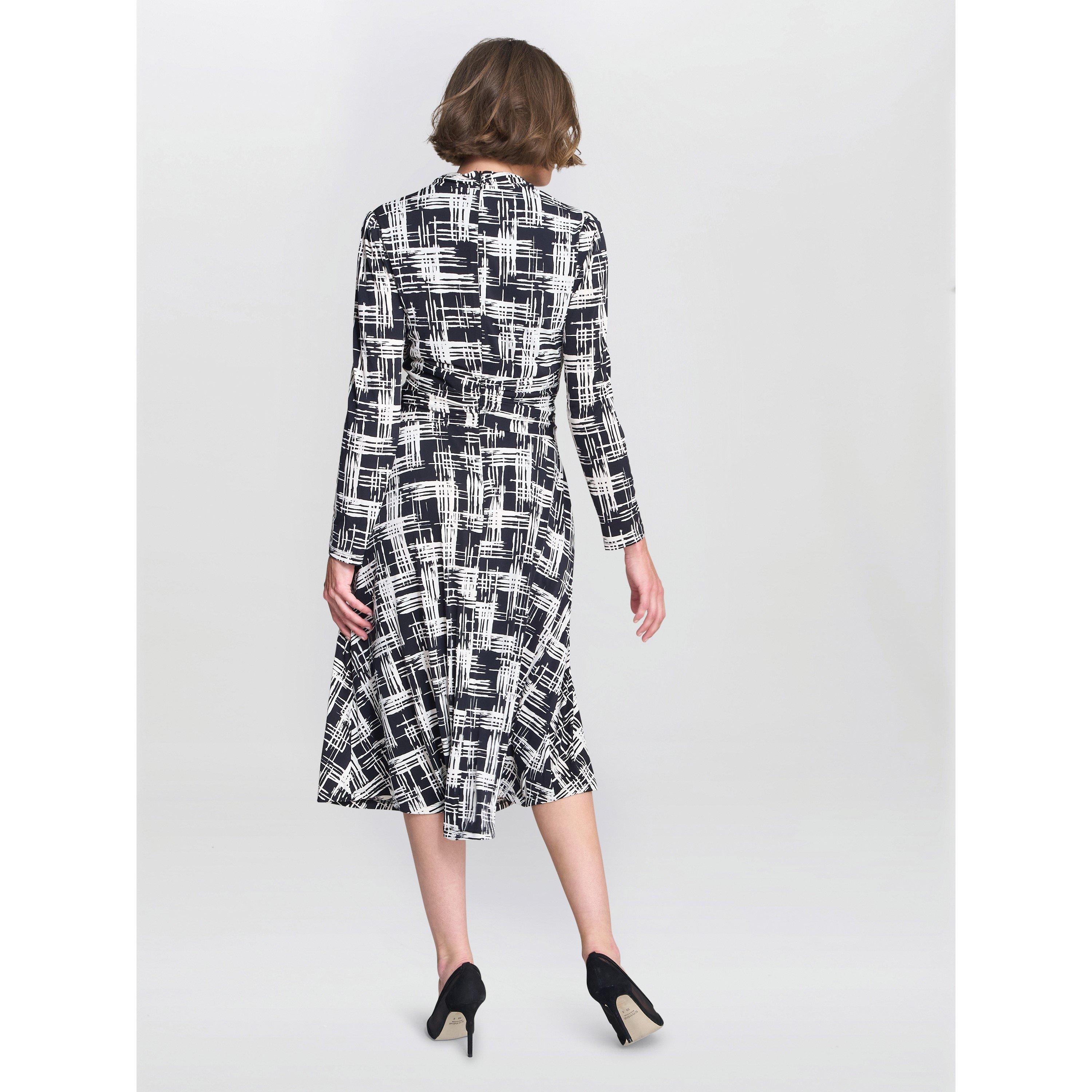 Black / Cream - Gina Bacconi - Becca Wrap Midi Dress - 3