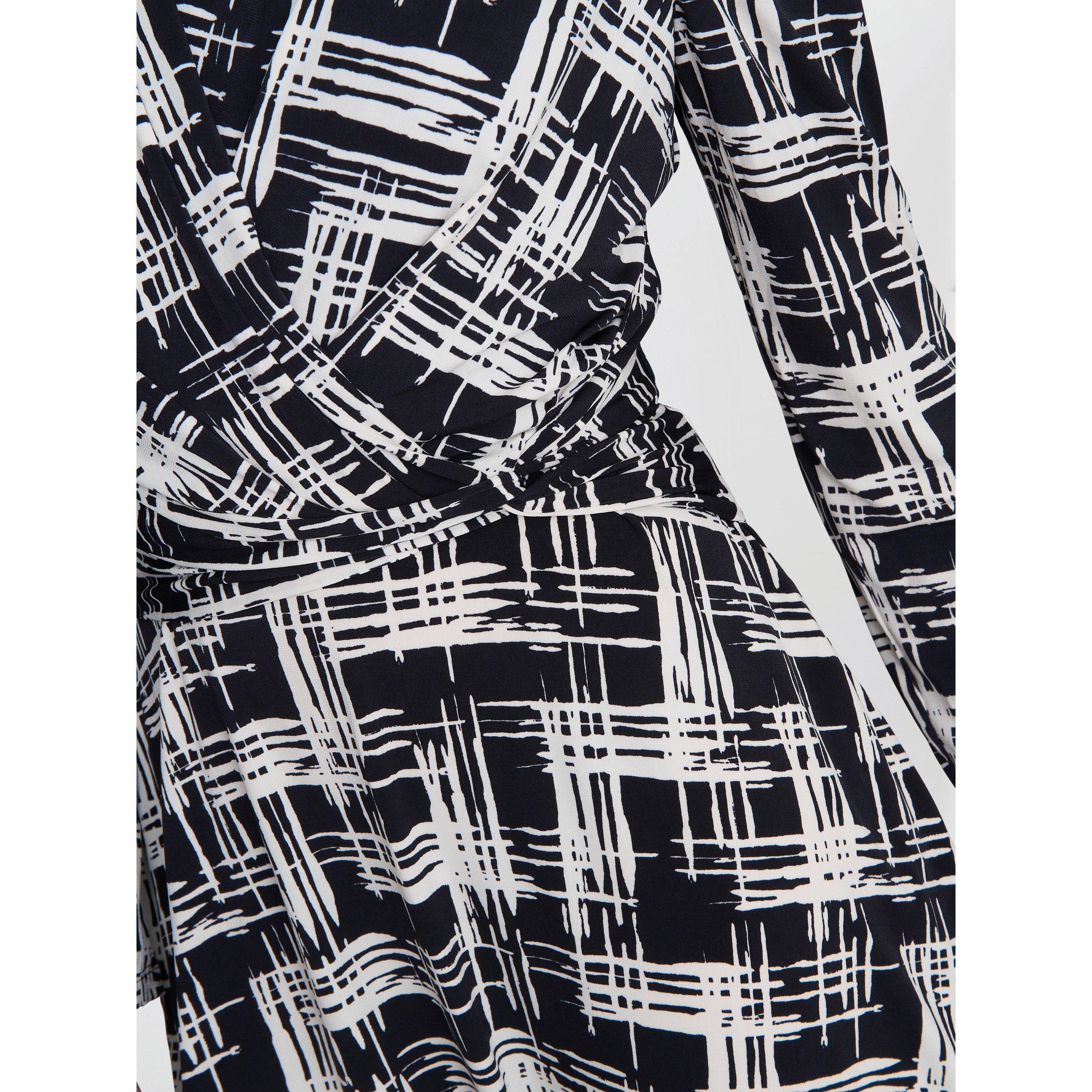 Black / Cream - Gina Bacconi - Becca Wrap Midi Dress - 5