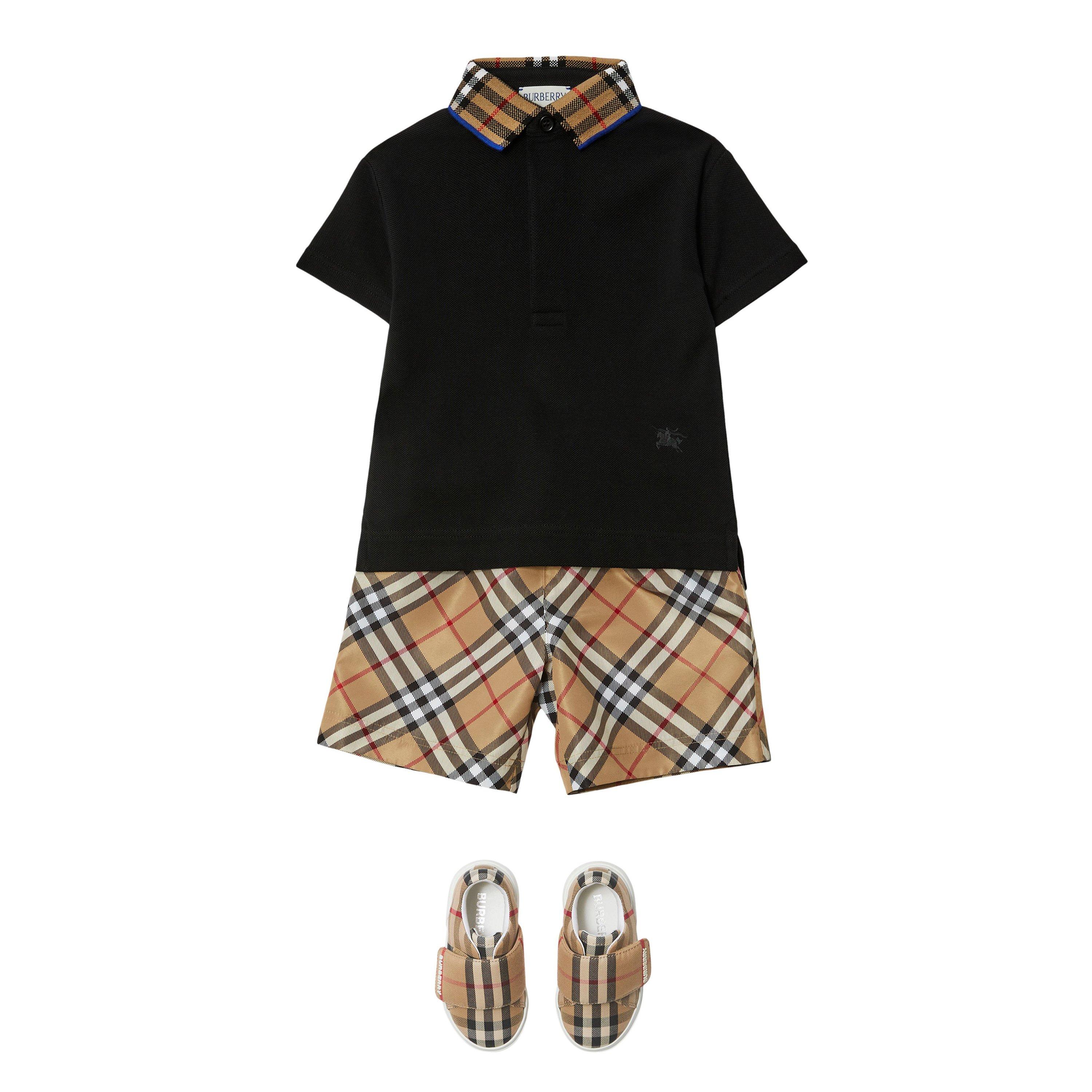 Black A1189 - Burberry - Check Collar Polo Shirt Infants - 3
