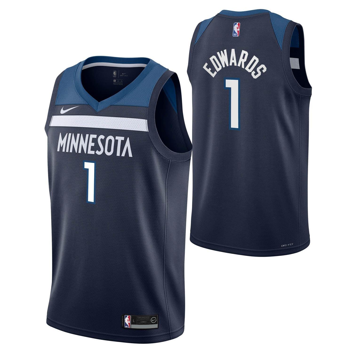 Blue - Nike - Minnesota Timberwolves Edwards #5 Jersey - 3