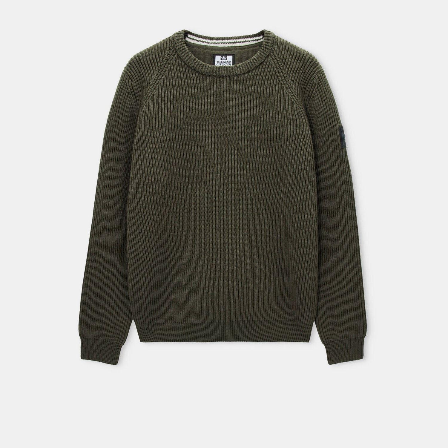 Green - Weekend Offender - Morello Rib Crew Knit Sweat - 1