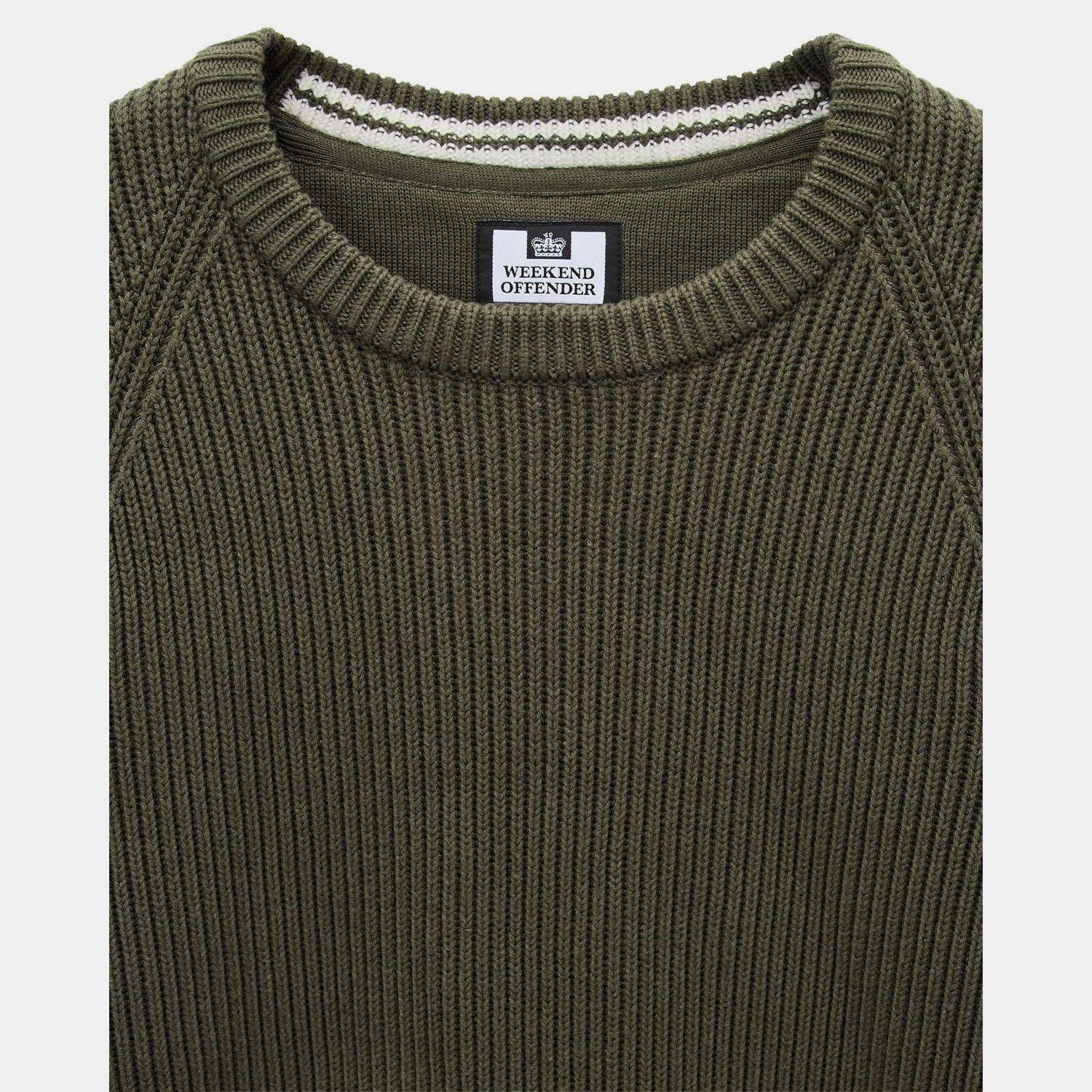 Green - Weekend Offender - Morello Rib Crew Knit Sweat - 5