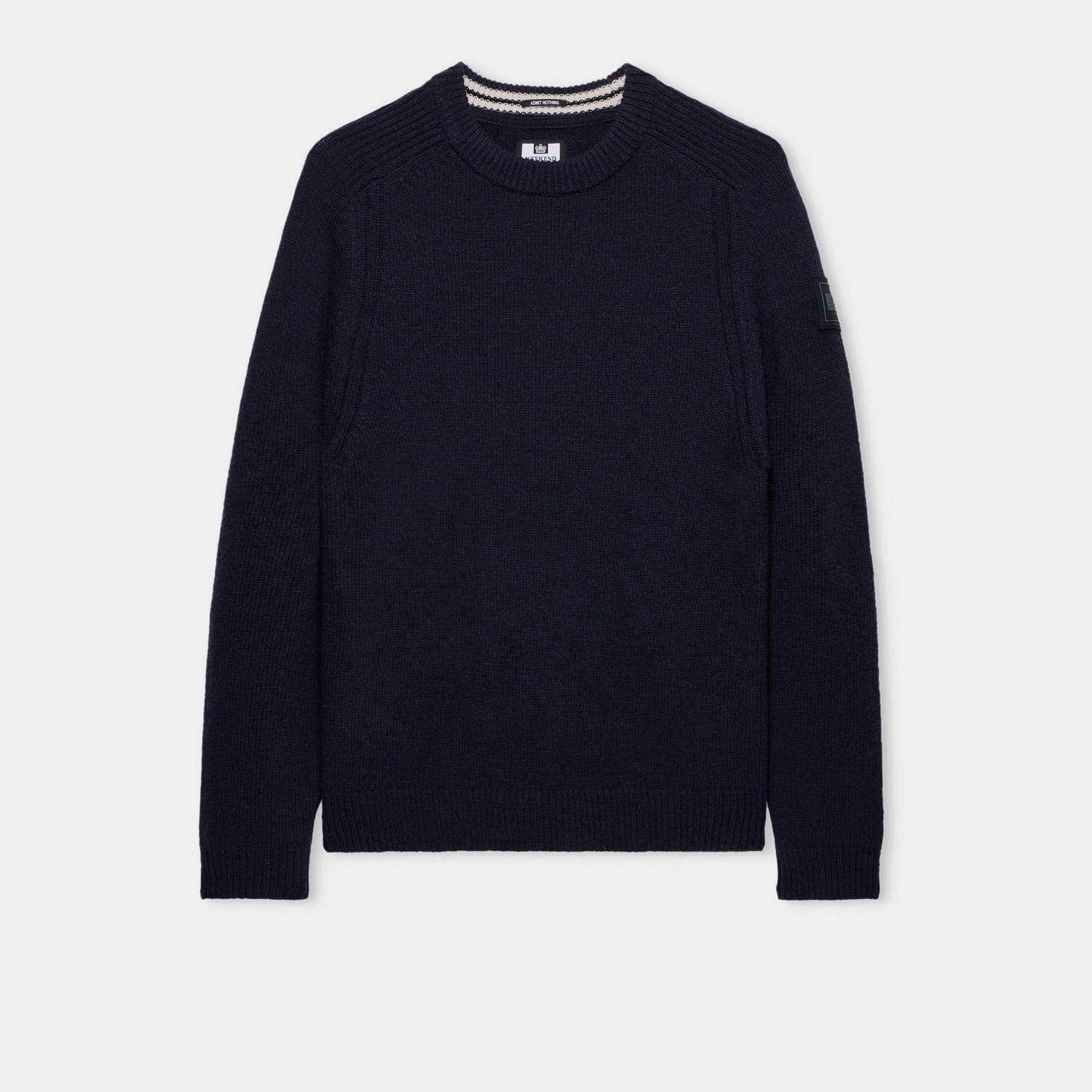 Navy - Weekend Offender - Zagreb Wool Rich Crew Knit Sweater - 1