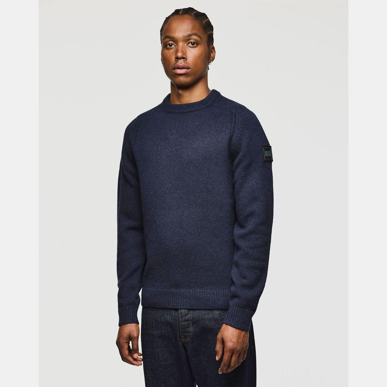 Navy - Weekend Offender - Zagreb Wool Rich Crew Knit Sweater - 2