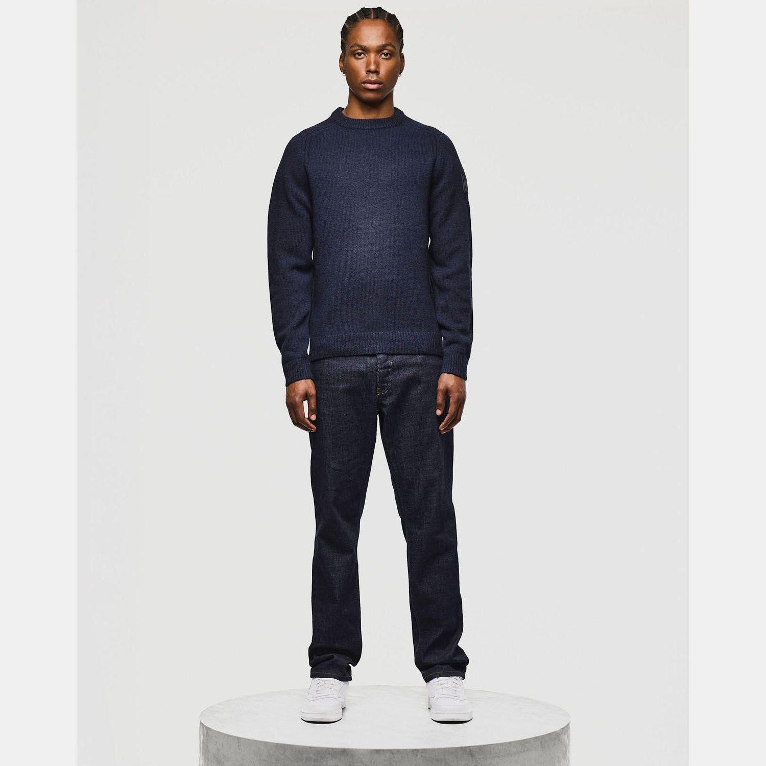Navy - Weekend Offender - Zagreb Wool Rich Crew Knit Sweater - 4