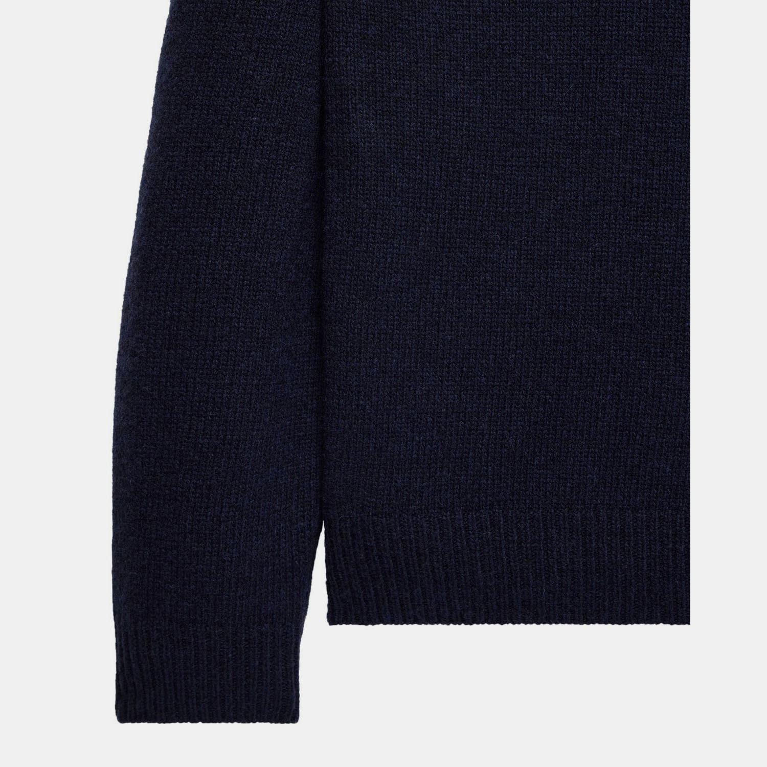 Navy - Weekend Offender - Zagreb Wool Rich Crew Knit Sweater - 5