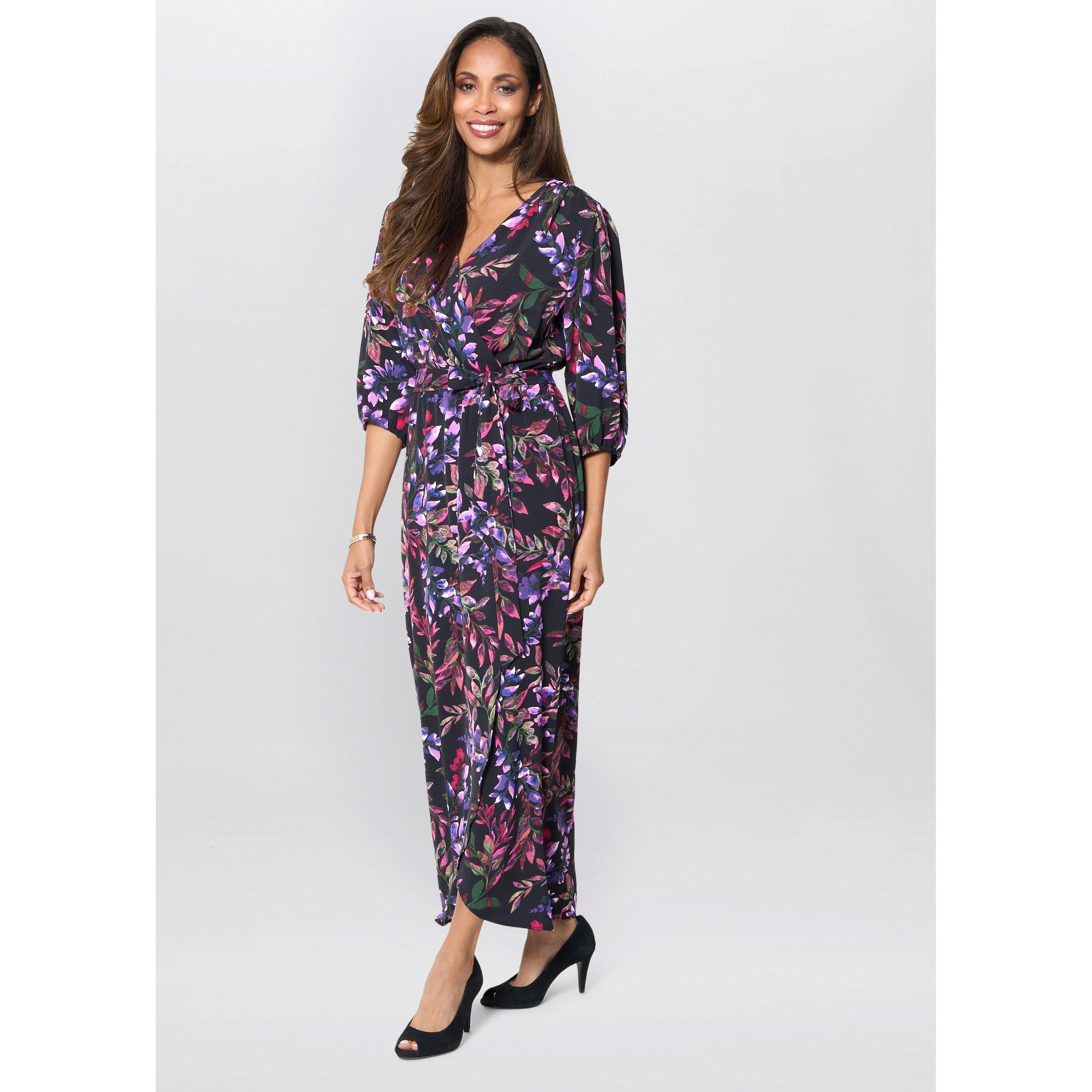 Black / Multi - Gina Bacconi - Aga Floral Print Dress - 4