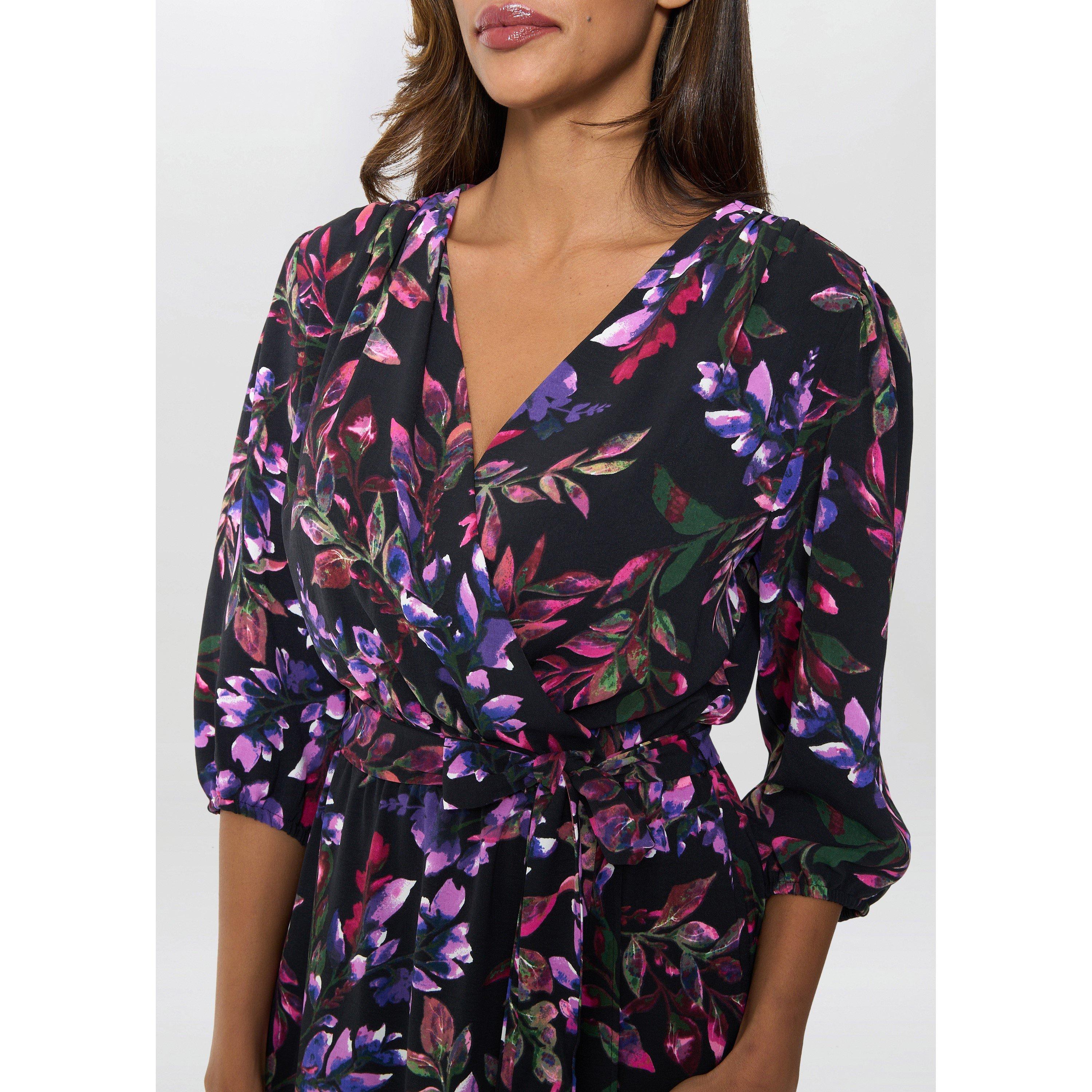 Black / Multi - Gina Bacconi - Aga Floral Print Dress - 5