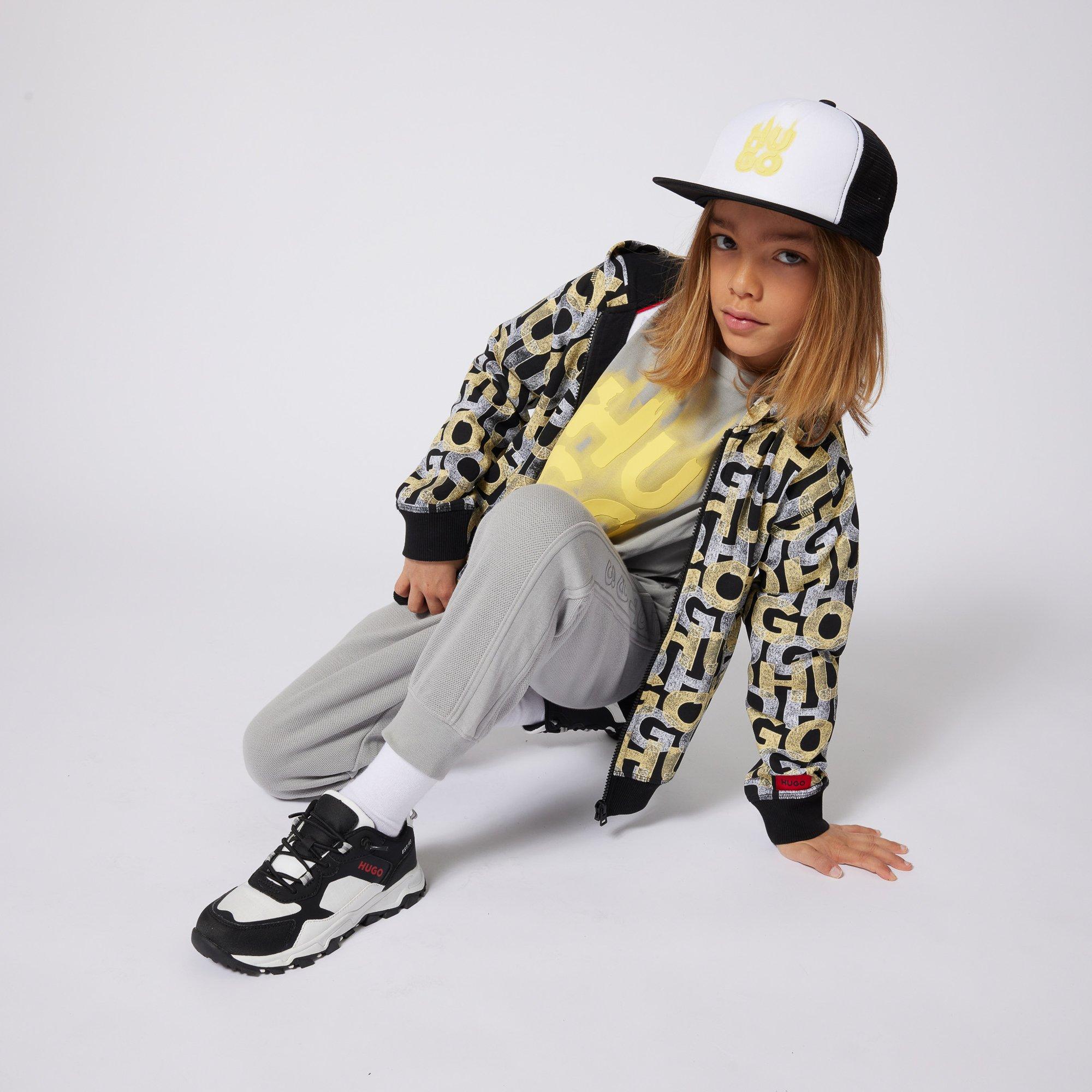 Grey - Hugo - Kids' Fancy Regular Fit T-Shirt - 4