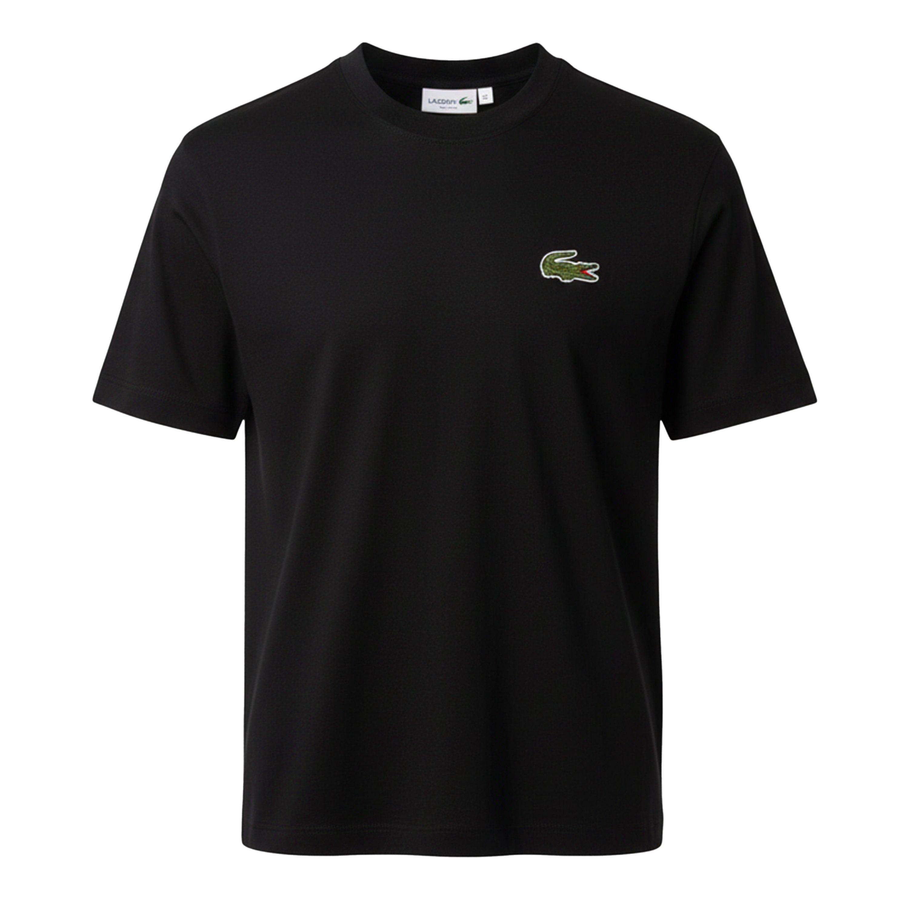 Black - Lacoste - Loose-Fit Heavy Cotton Badge T-Shirt - 1