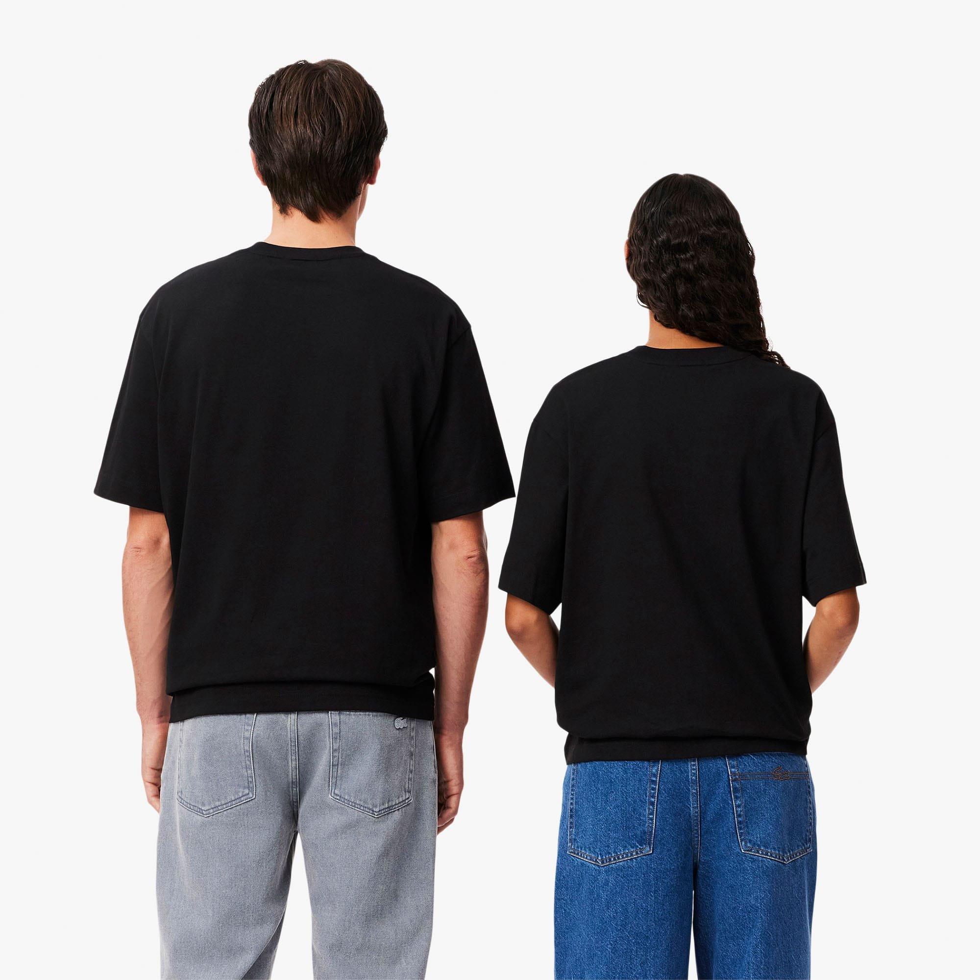 Black - Lacoste - Loose-Fit Heavy Cotton Badge T-Shirt - 3