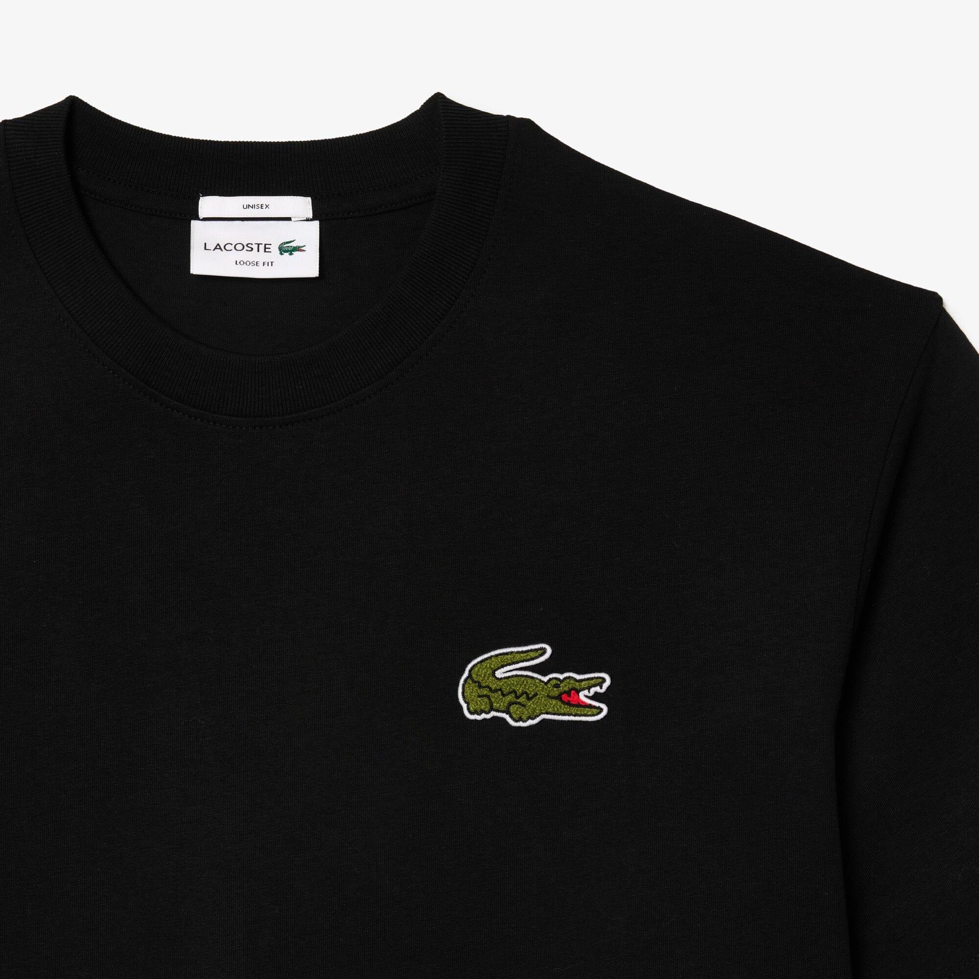 Black - Lacoste - Loose-Fit Heavy Cotton Badge T-Shirt - 6