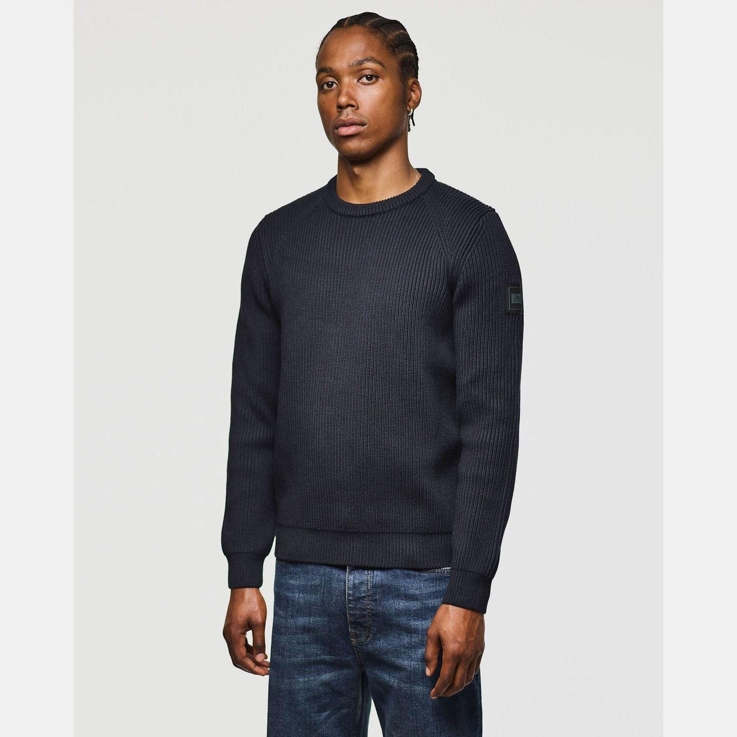 Navy - Weekend Offender - Morello Rib Crew Knit Sweater - 2