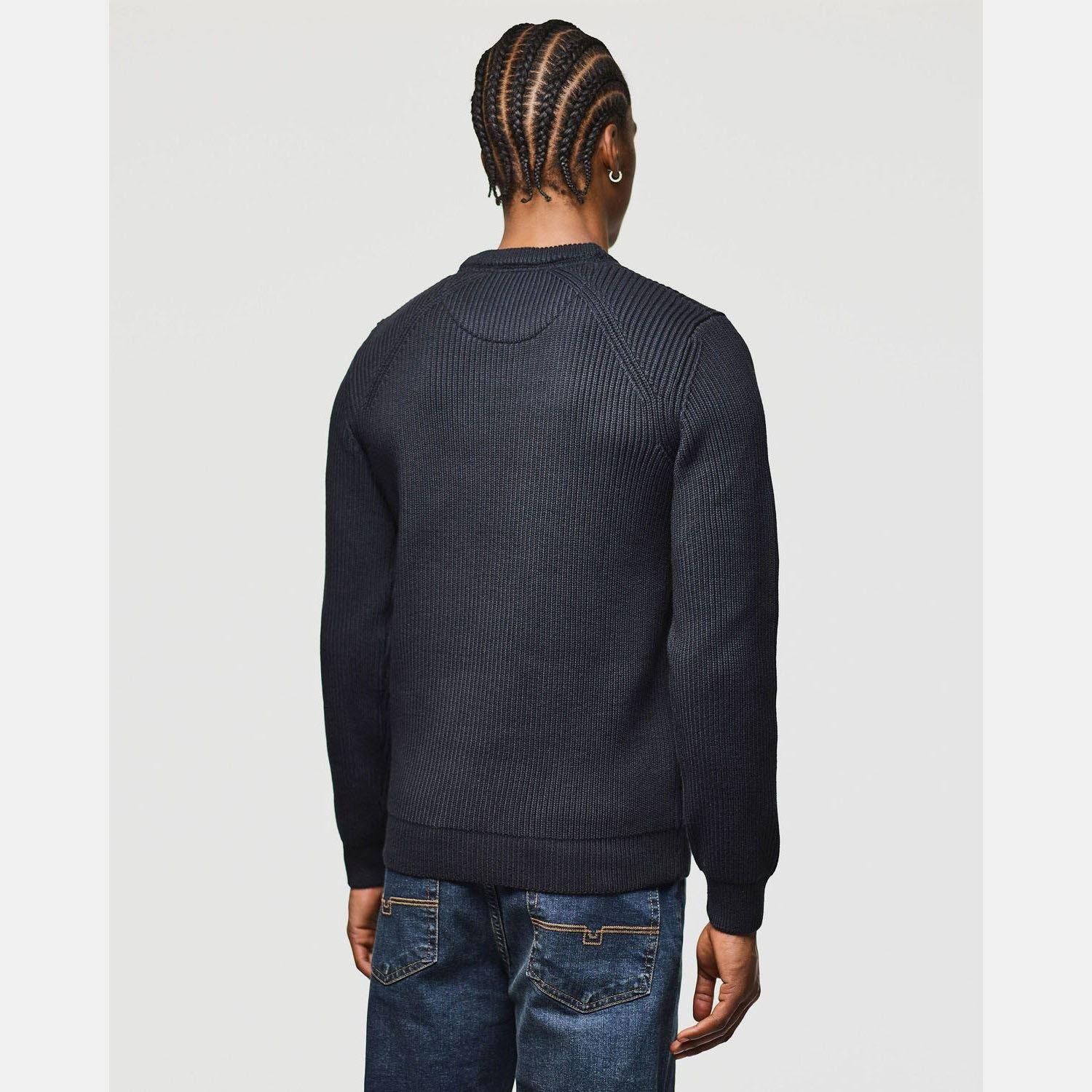 Navy - Weekend Offender - Morello Rib Crew Knit Sweater - 3