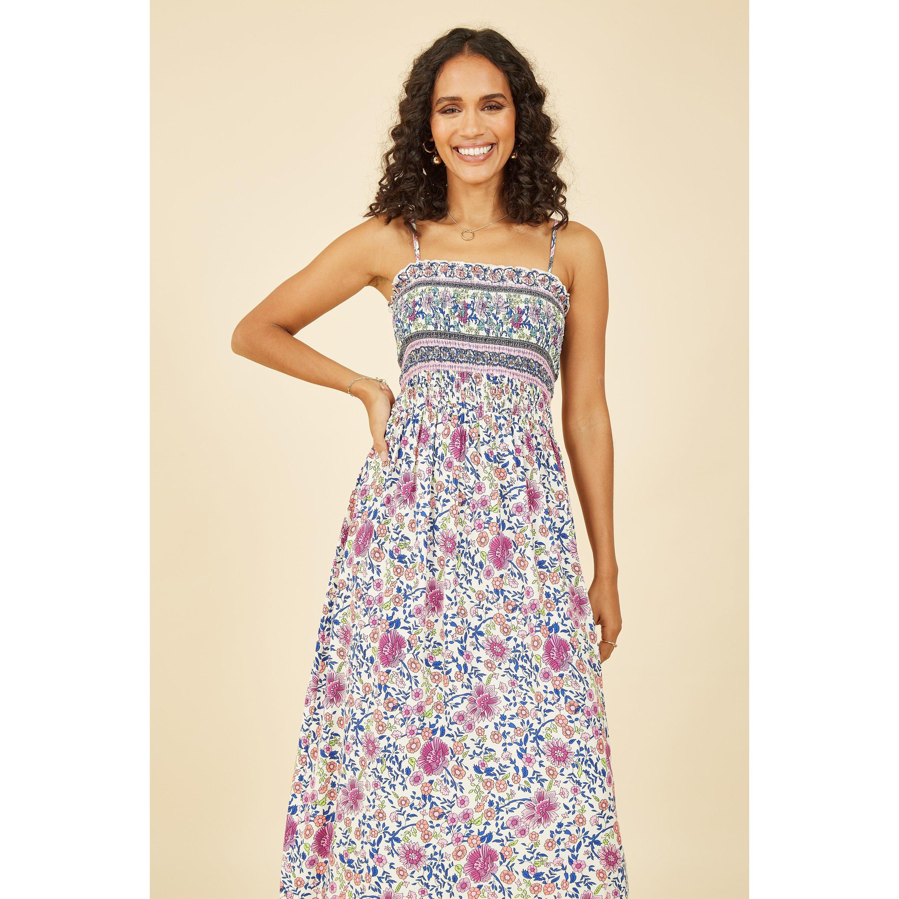Pink - Mela London - Pink Floral Print Shirred Maxi Dress - 2