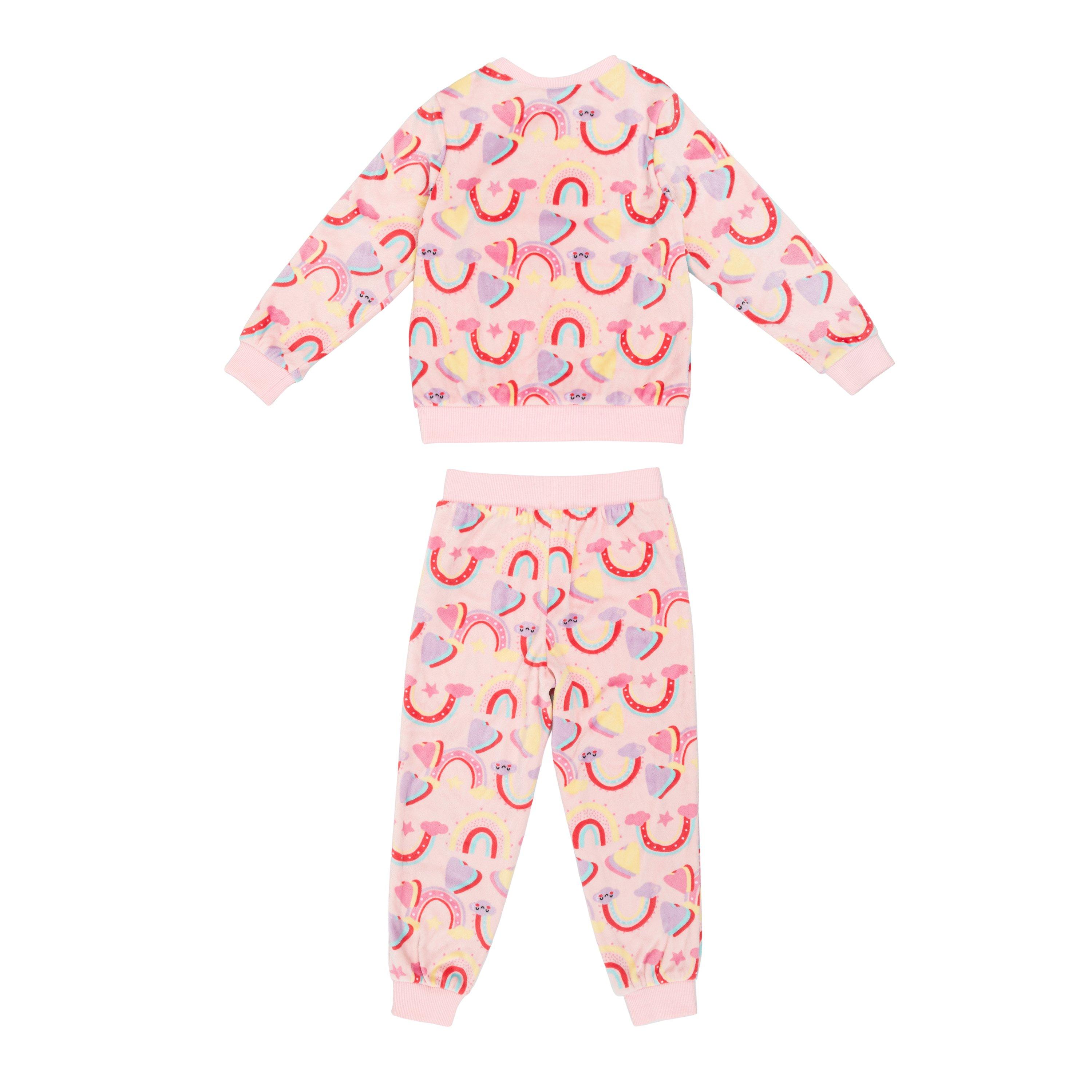 Lyserød - Miso - Kids' Rainbow Velour Long-Sleeve Pyjama Sets - 2