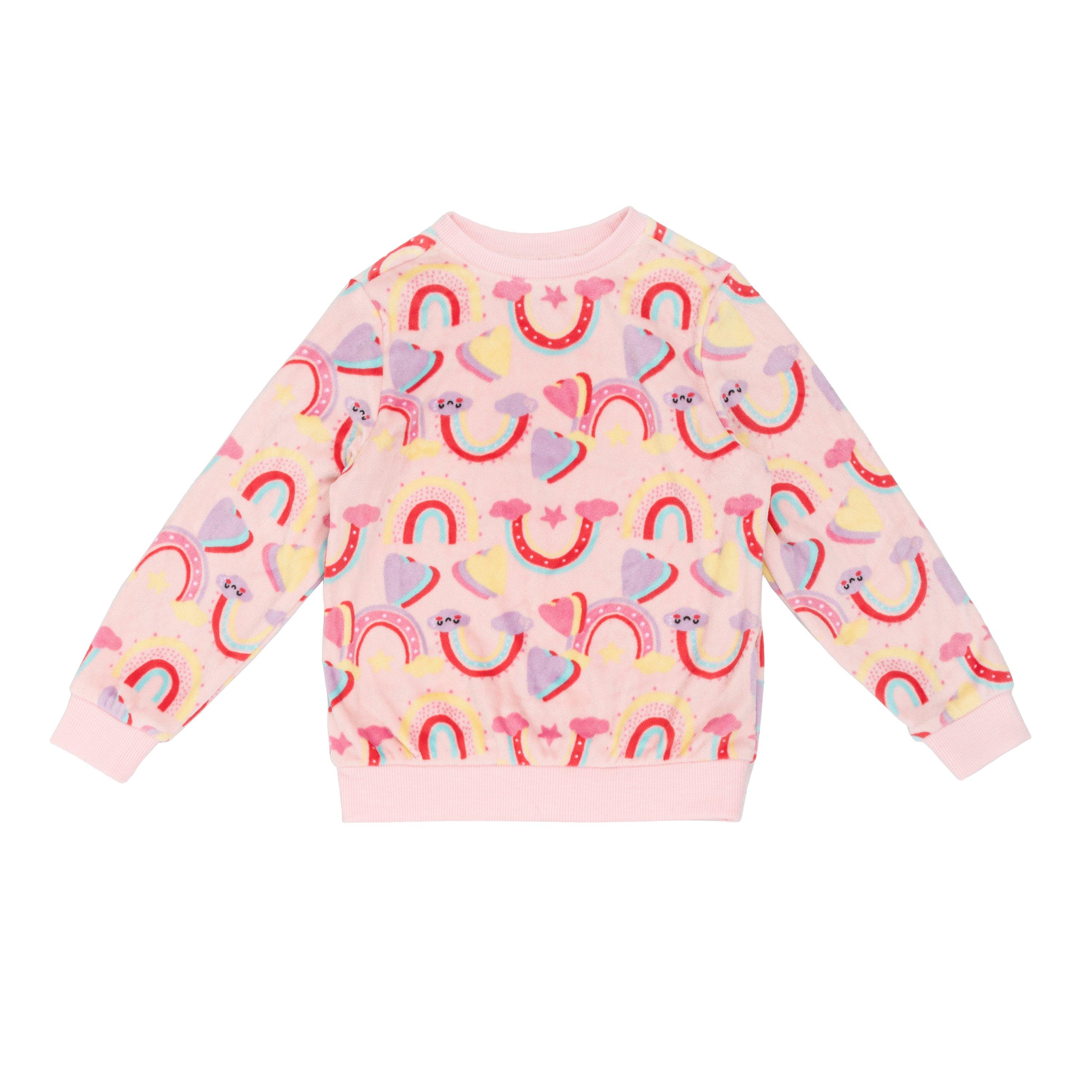 Lyserød - Miso - Kids' Rainbow Velour Long-Sleeve Pyjama Sets - 3